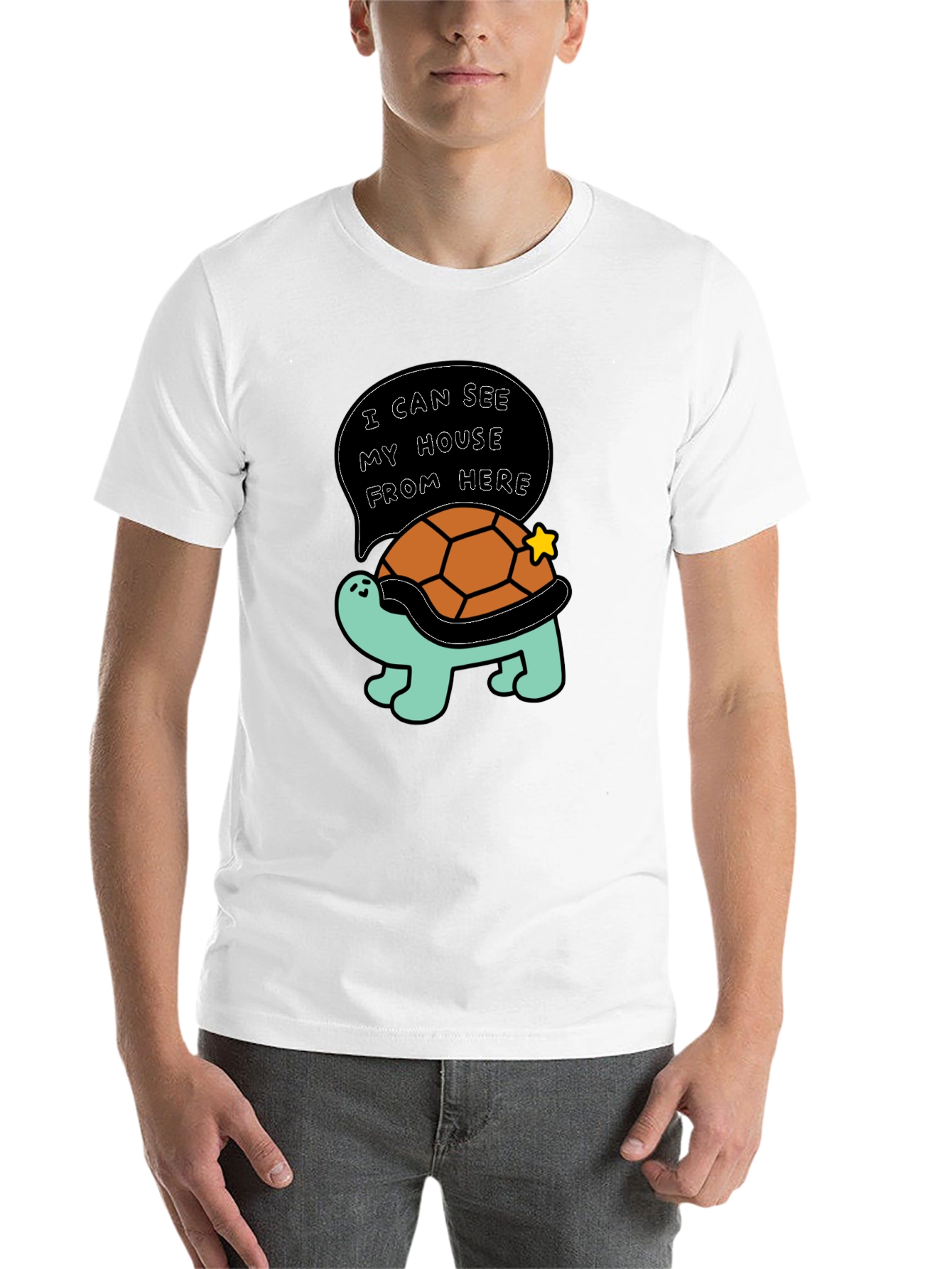 Black Funny Turtle T-Shirt - I Can See My House From Here view 14