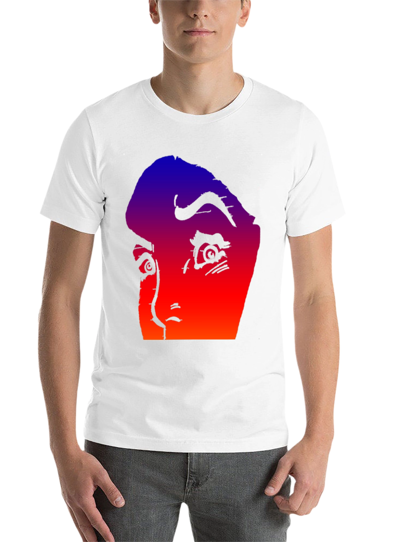 Black Gradient Horror Face Graphic Tee view 14