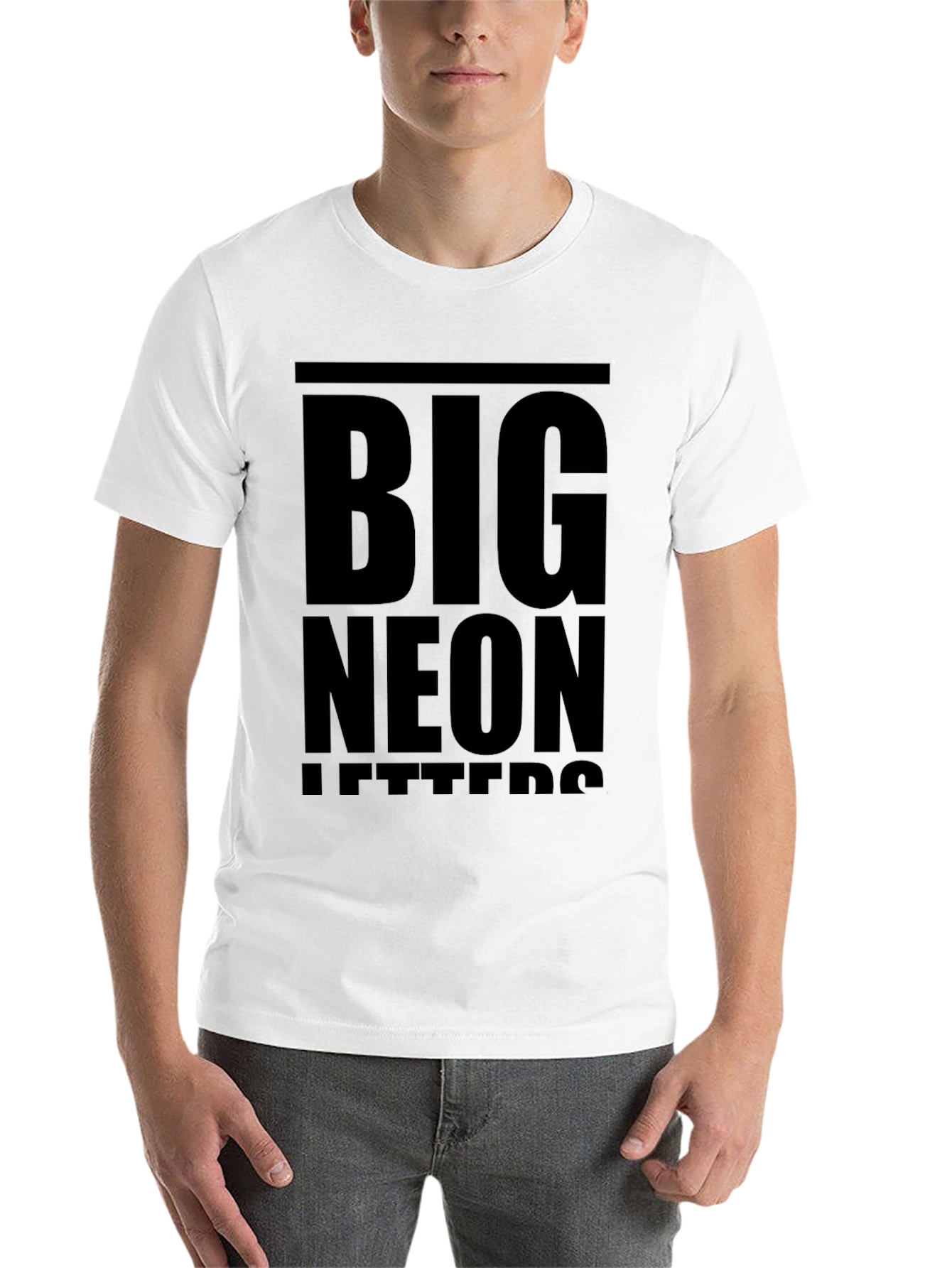 Black Bold Statement T-Shirt: Big Neon Letters Design view 14