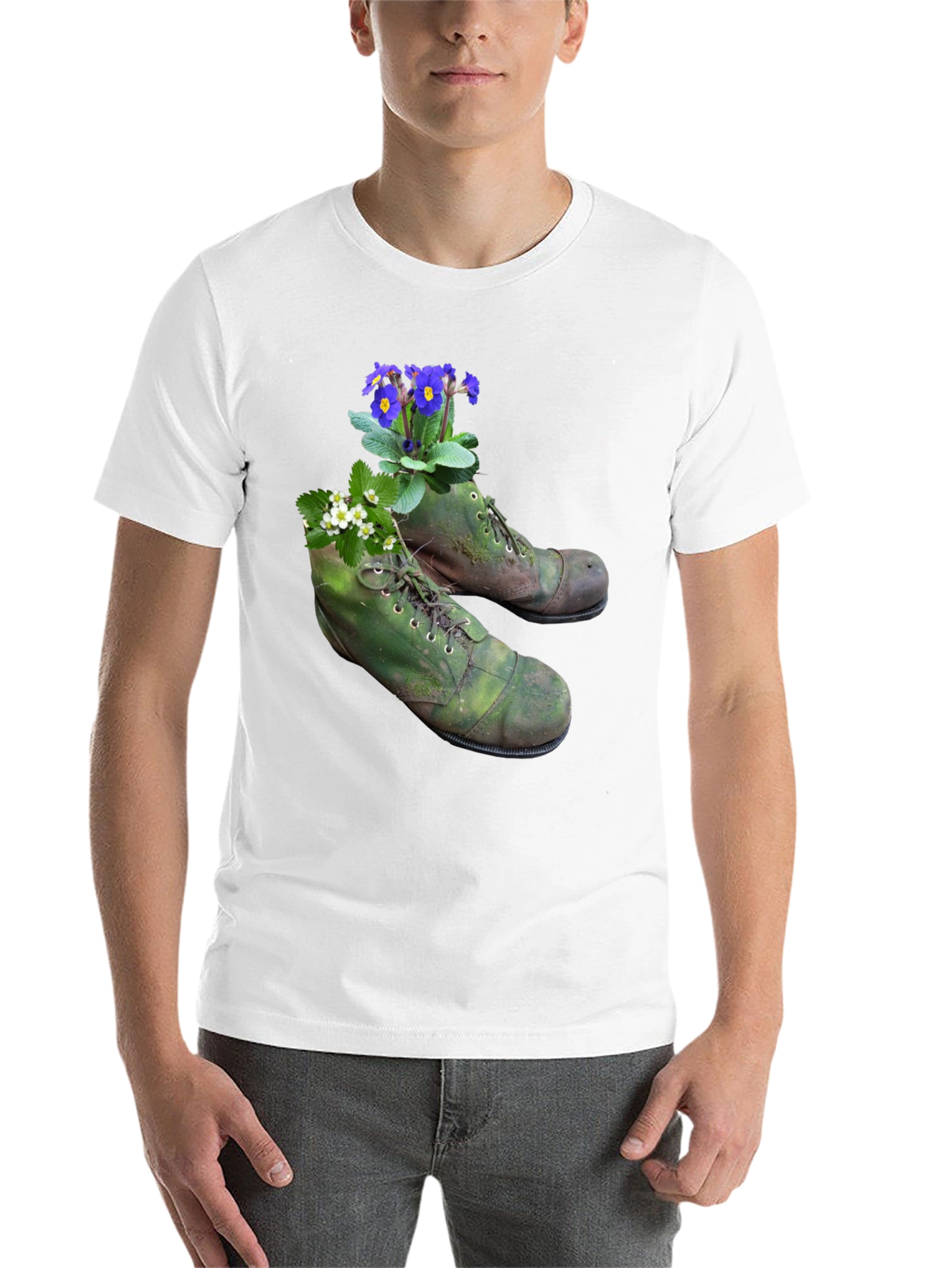 Black Floral Boots Graphic Tee - Nature Inspired Fashion view 14
