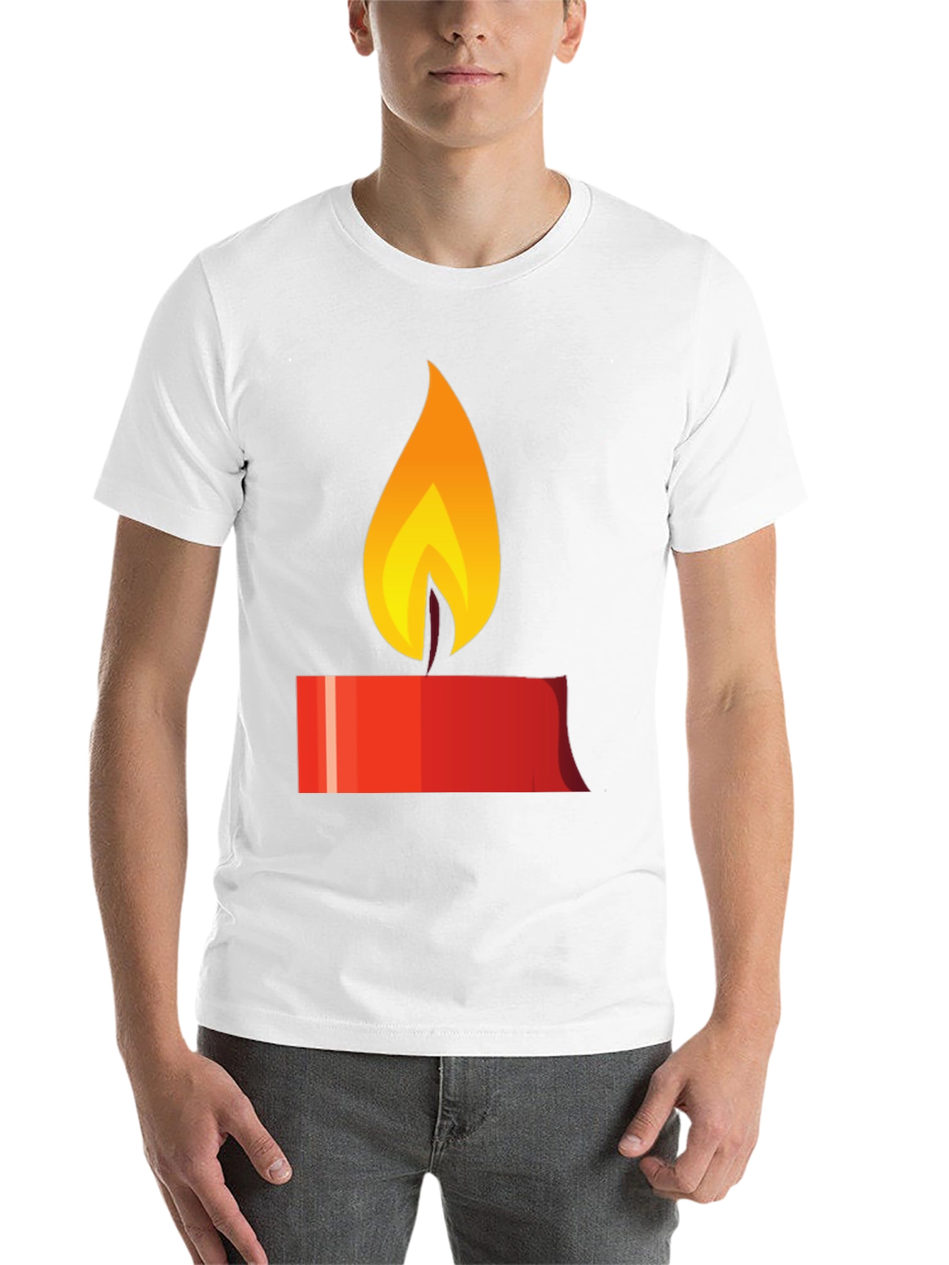 Black Candle Flame Graphic Tee - Black Unisex T-Shirt view 14