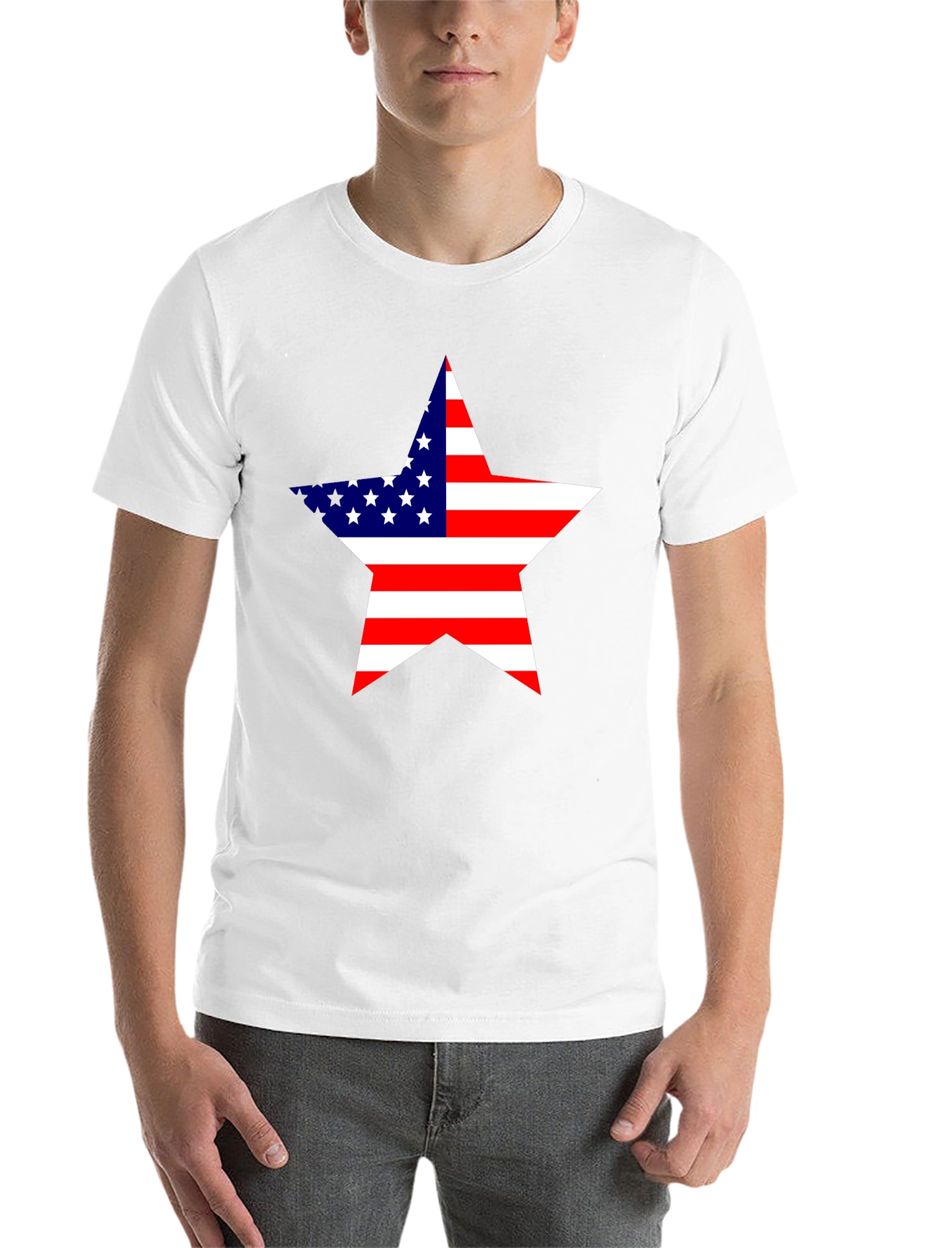 Black USA Flag Star Graphic Black T-Shirt view 14