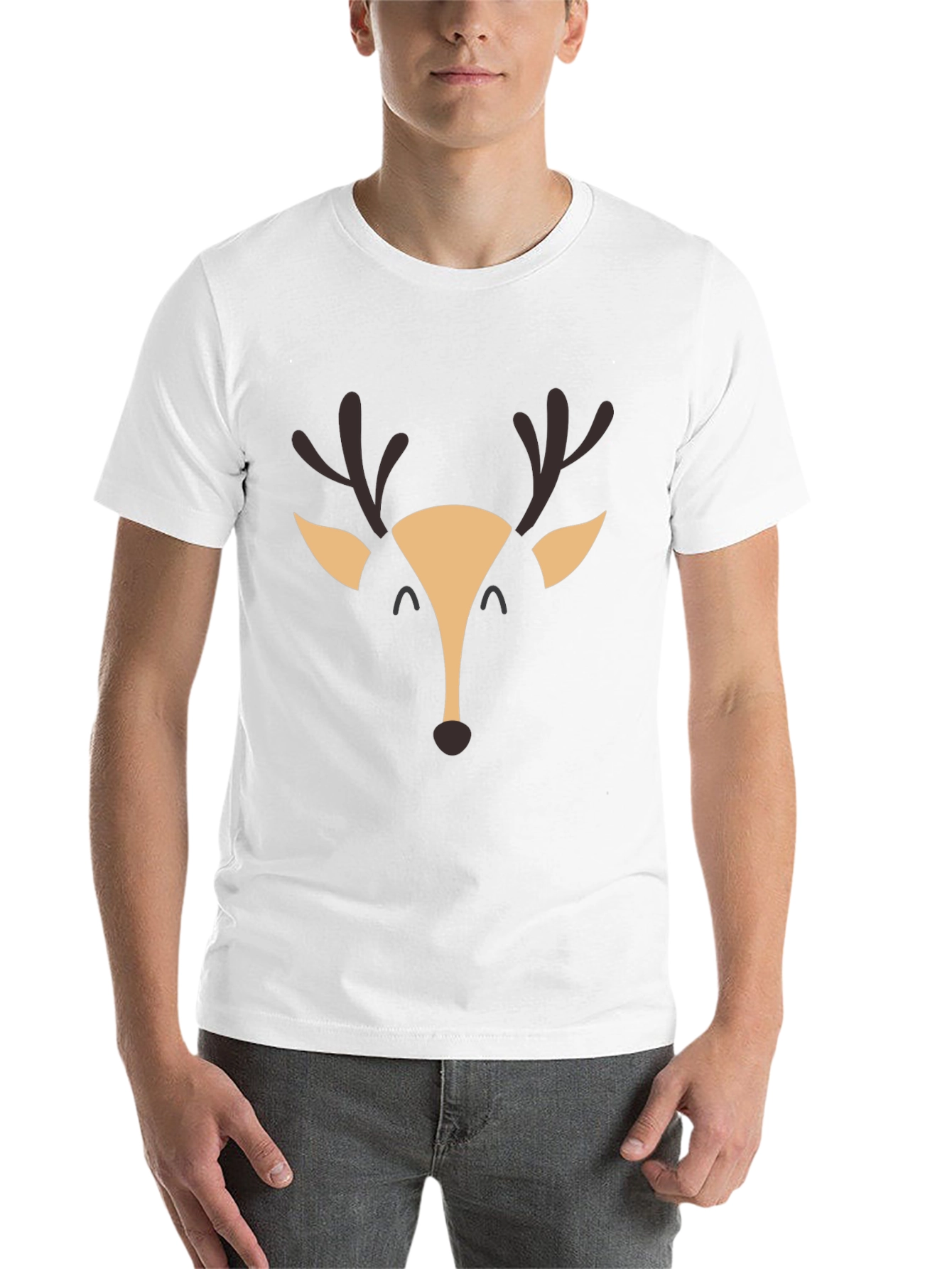 Black Reindeer Graphic Tee - Black Cotton Blend Shirt view 14