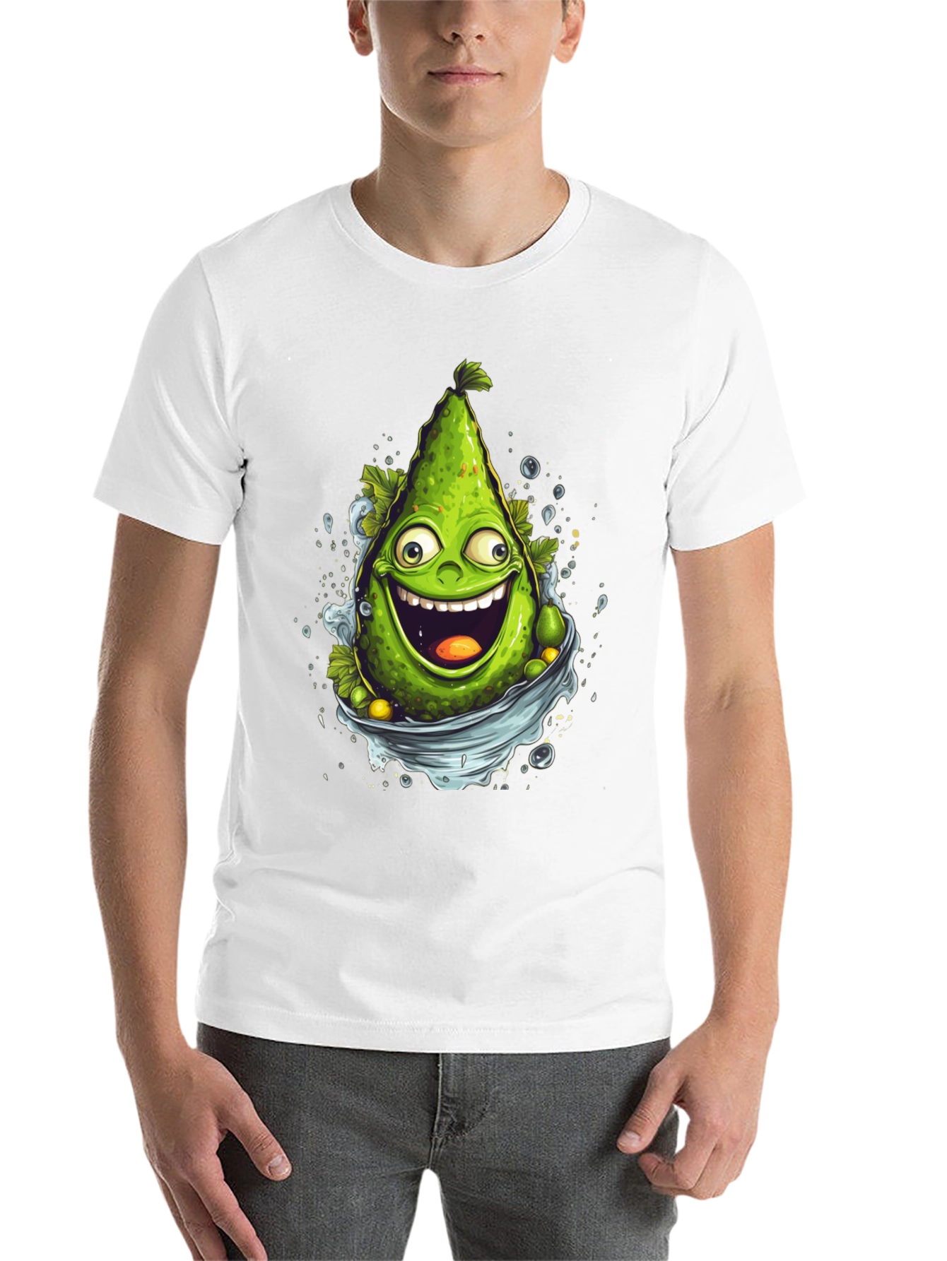 Black Funny Avocado Cartoon Graphic T-Shirt view 14