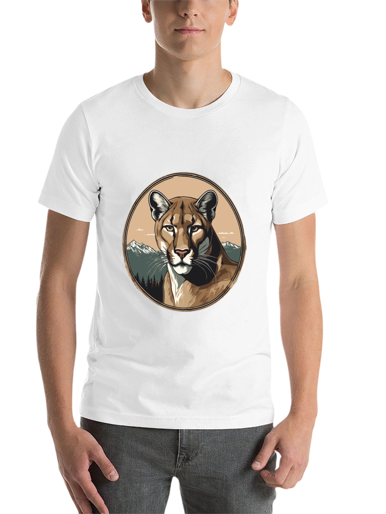 Black Mountain Lion Graphic Tee - Premium Black T-Shirt view 14