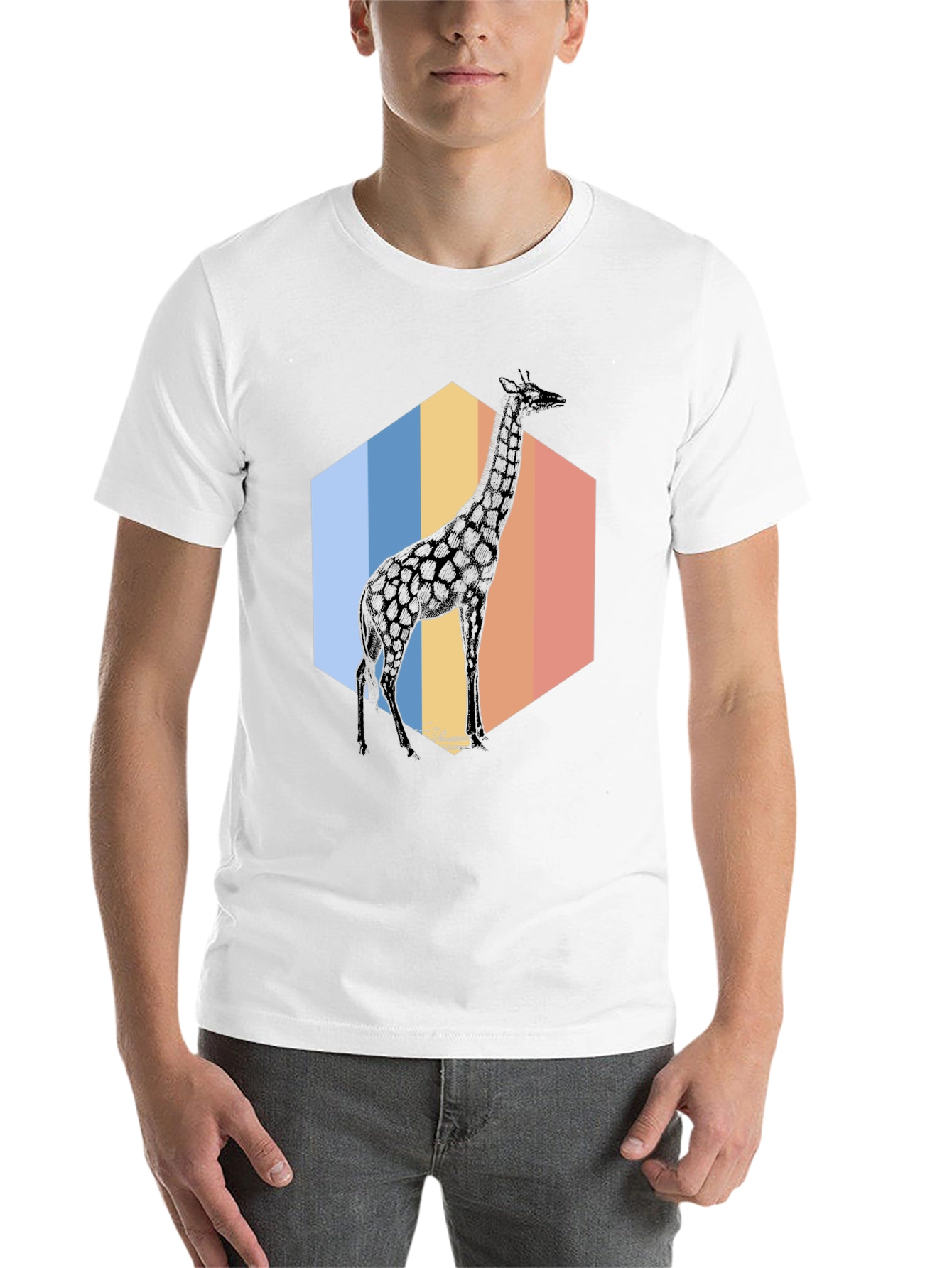 Black Giraffe Hexagon T-Shirt - Cool Animal Graphic Tee view 14