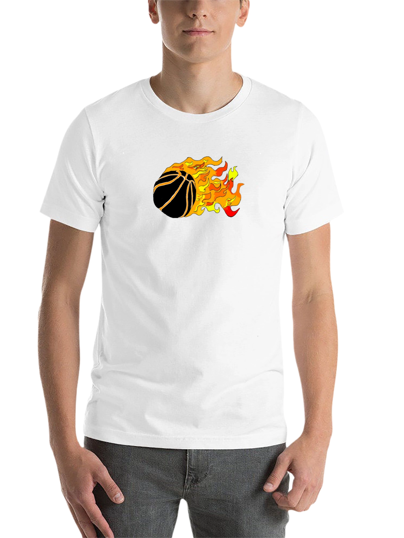 Black Flaming Basketball Graphic T-Shirt view 14