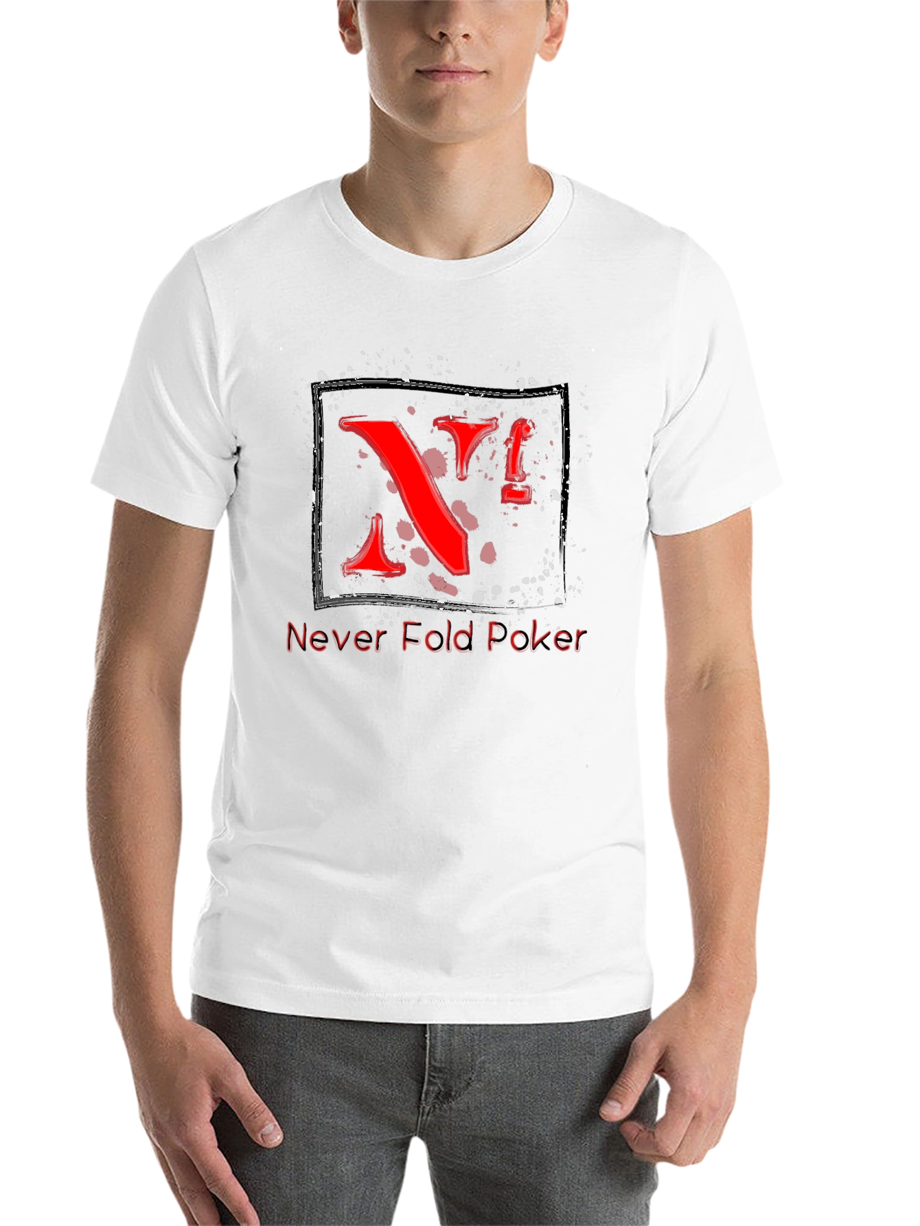 Never Fold Poker Graphic Tee - Unique Red Design - 14