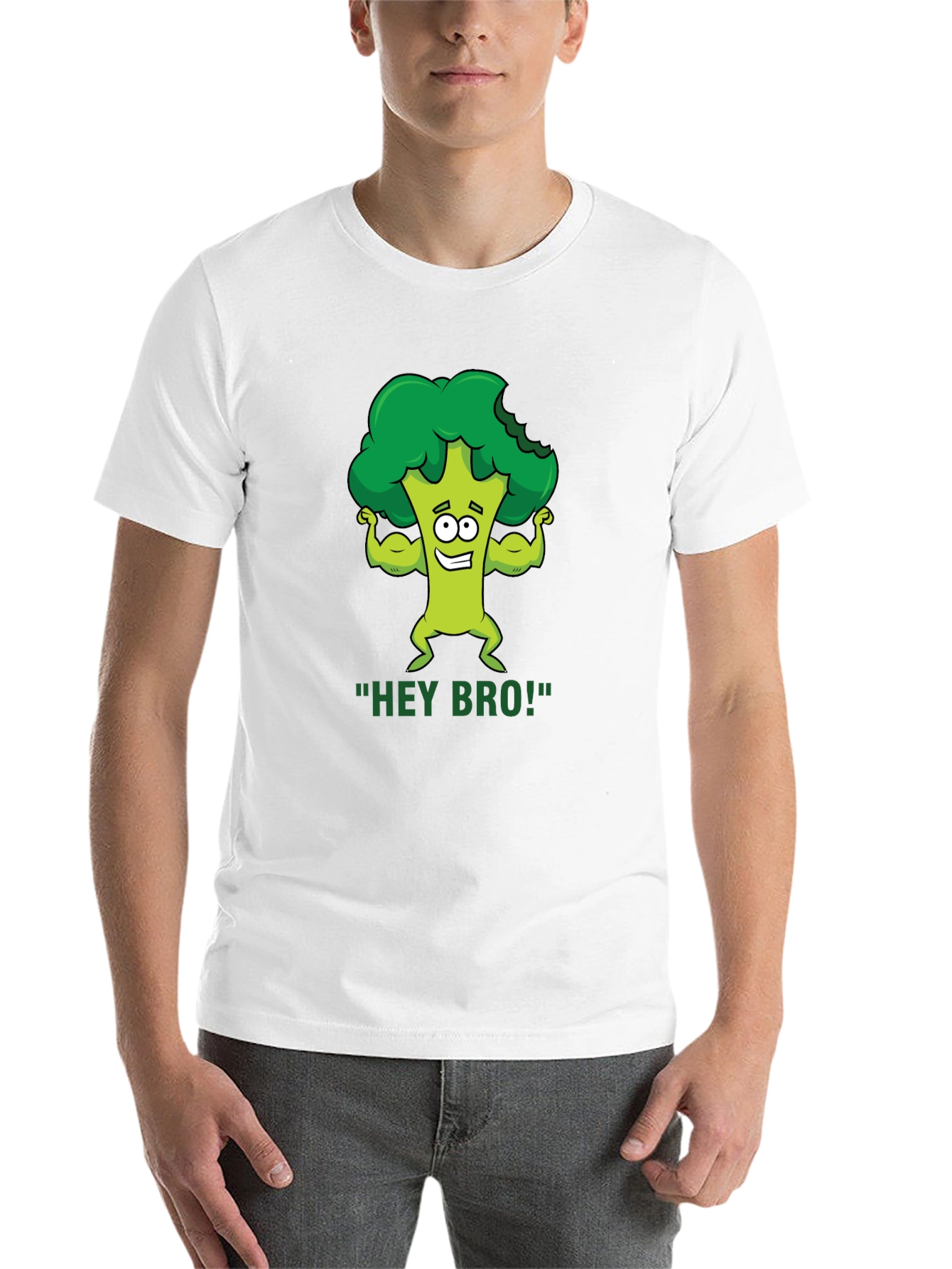 Black Hey Bro! Broccoli Gym Humor T-Shirt view 14