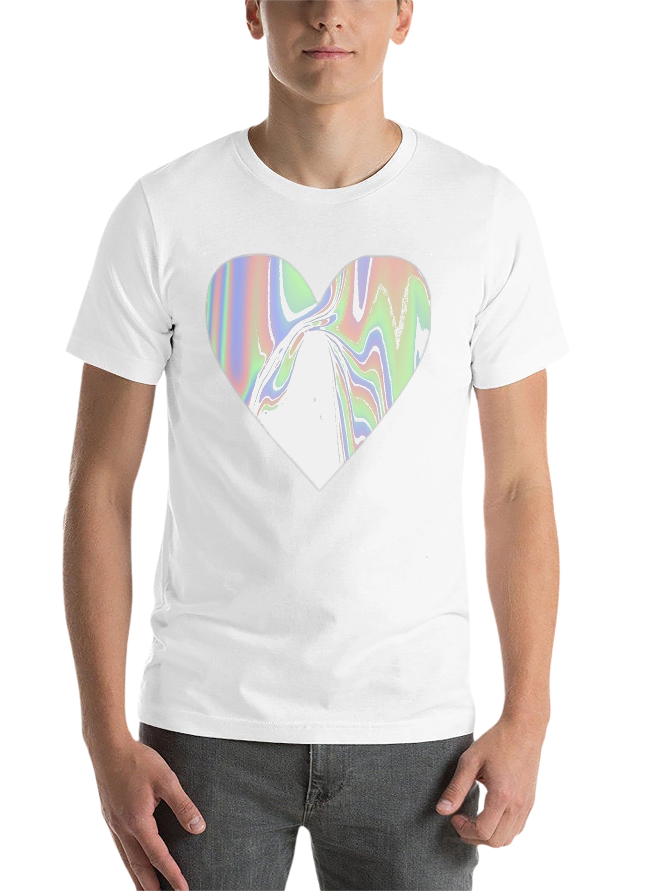 Black Abstract Heart Graphic Tee - Modern Black T-Shirt view 14