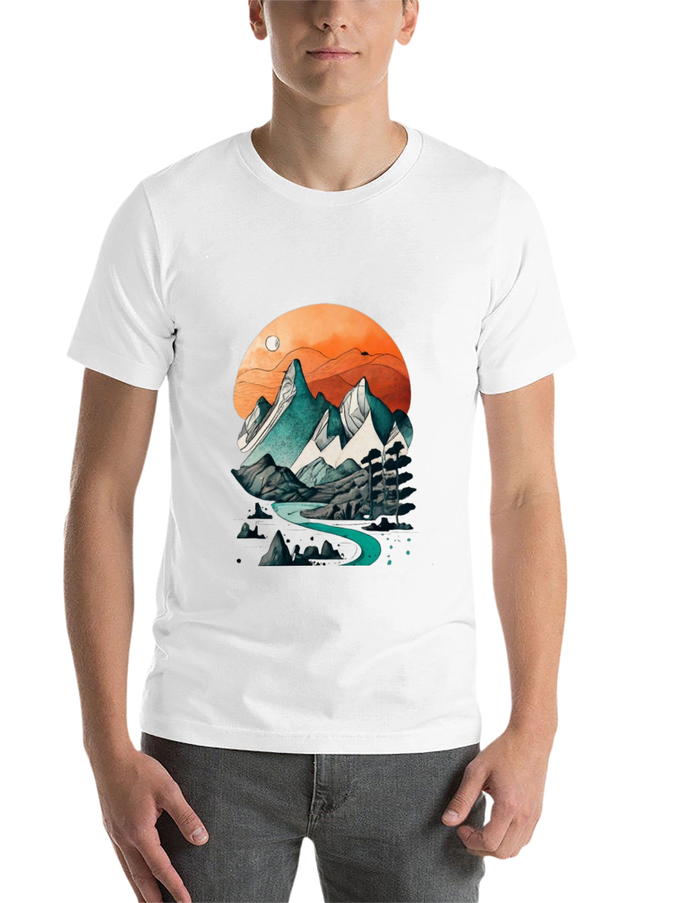 Black Mountain River Graphic Tee - Nature Inspired Design view 14