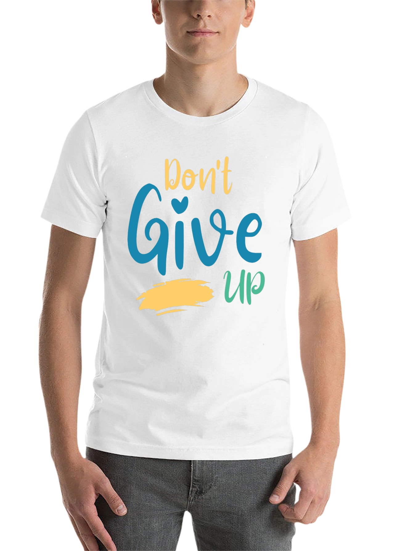 Black Motivational Graphic Tee - Don't Give Up T-Shirt view 14