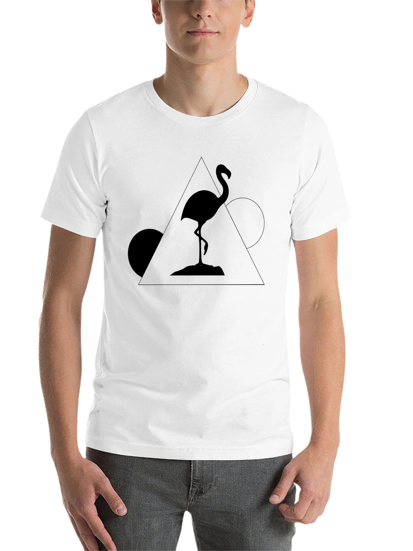 Black Geometric Flamingo Black T-Shirt view 14