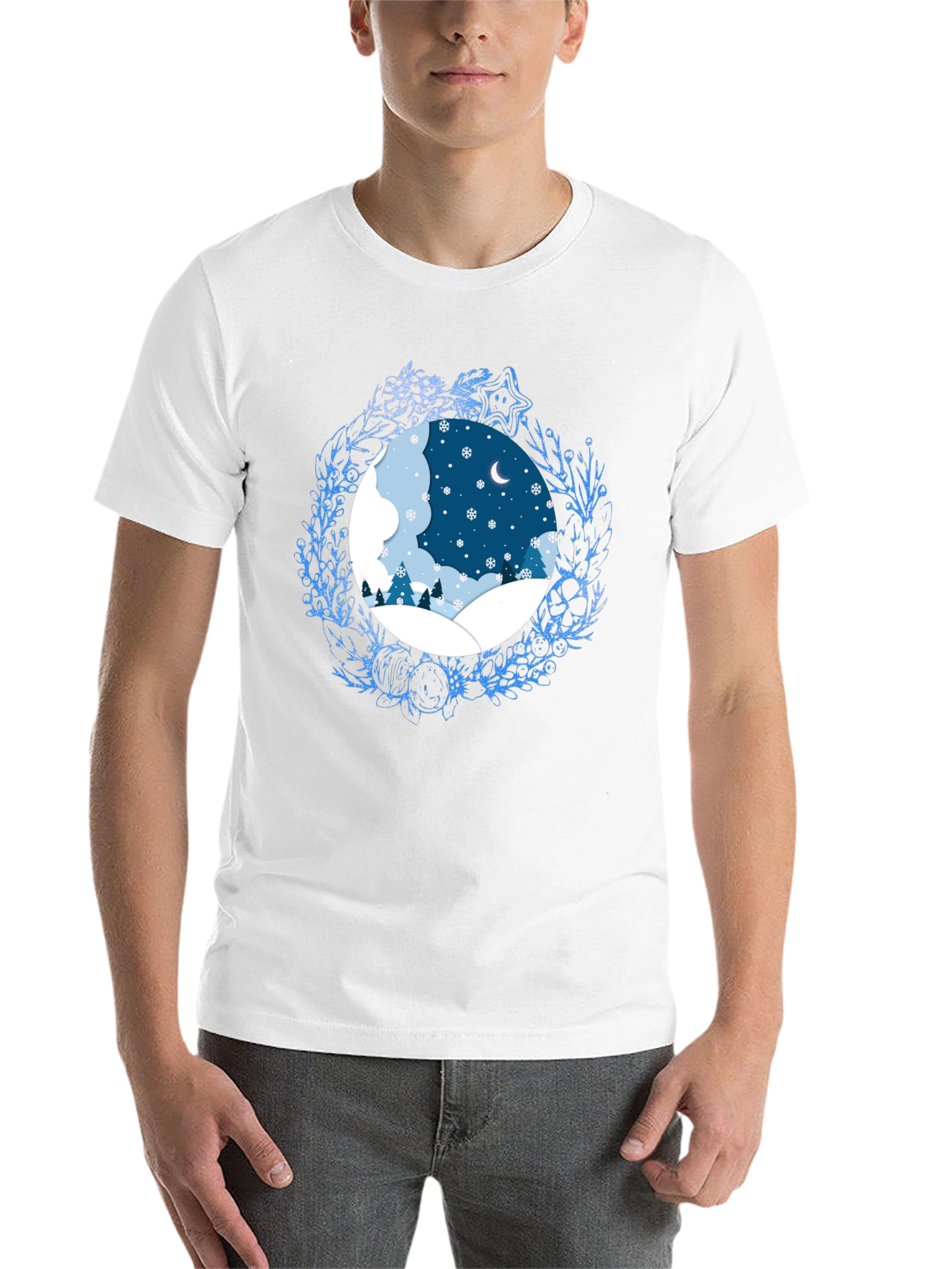 Black Winter Scene Graphic Tee - Festive Holiday Apparel view 14