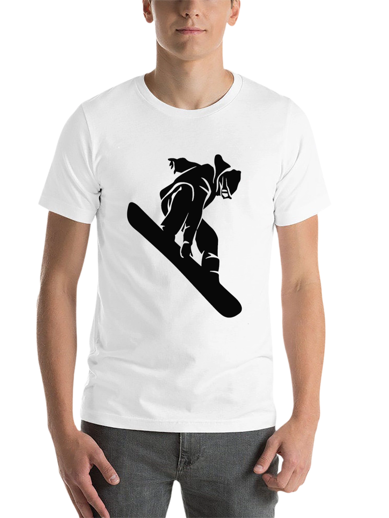 Snowboarder Graphic Tee - Black Cotton T-Shirt - 14