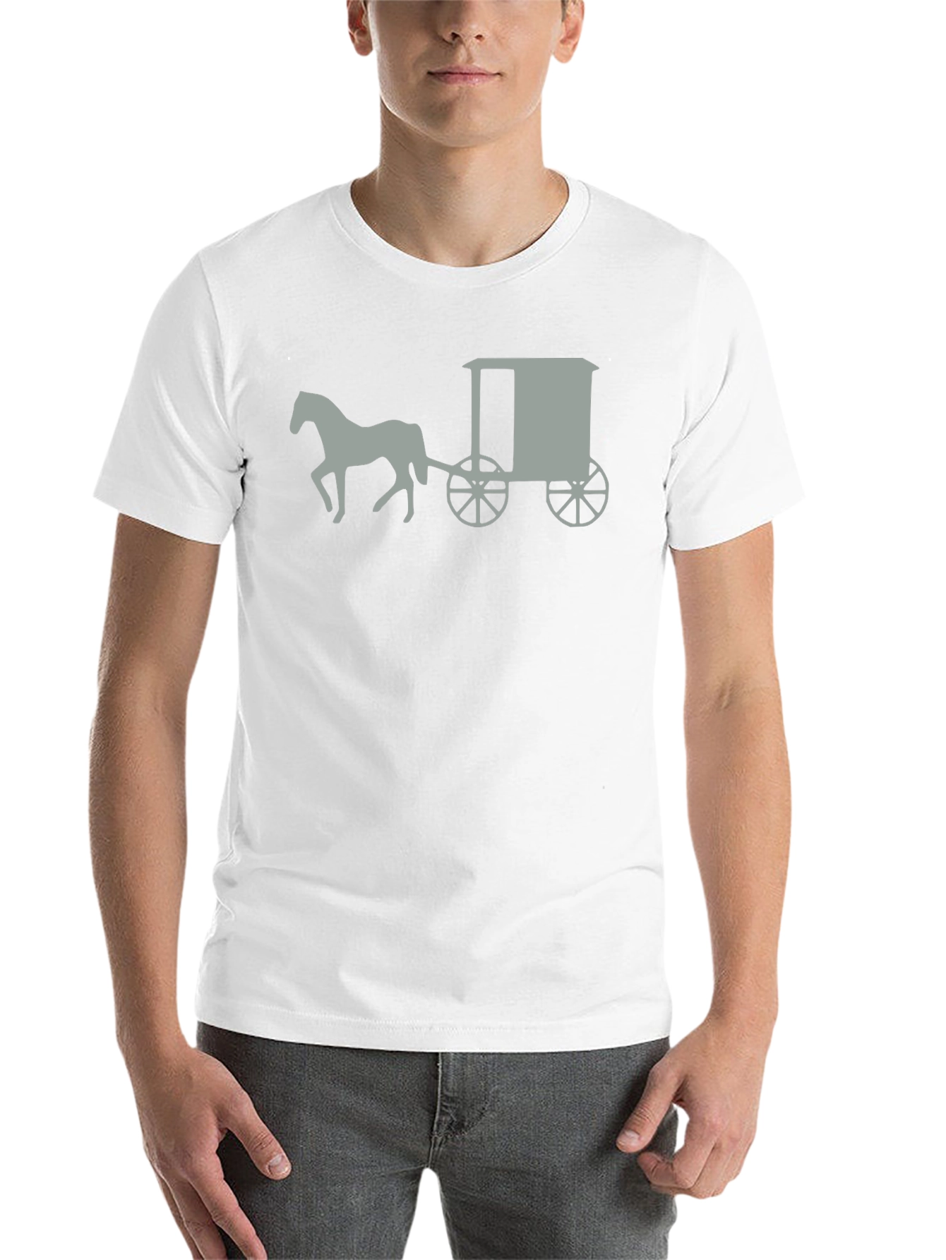 Black Amish Horse and Buggy Black Graphic Tee view 14