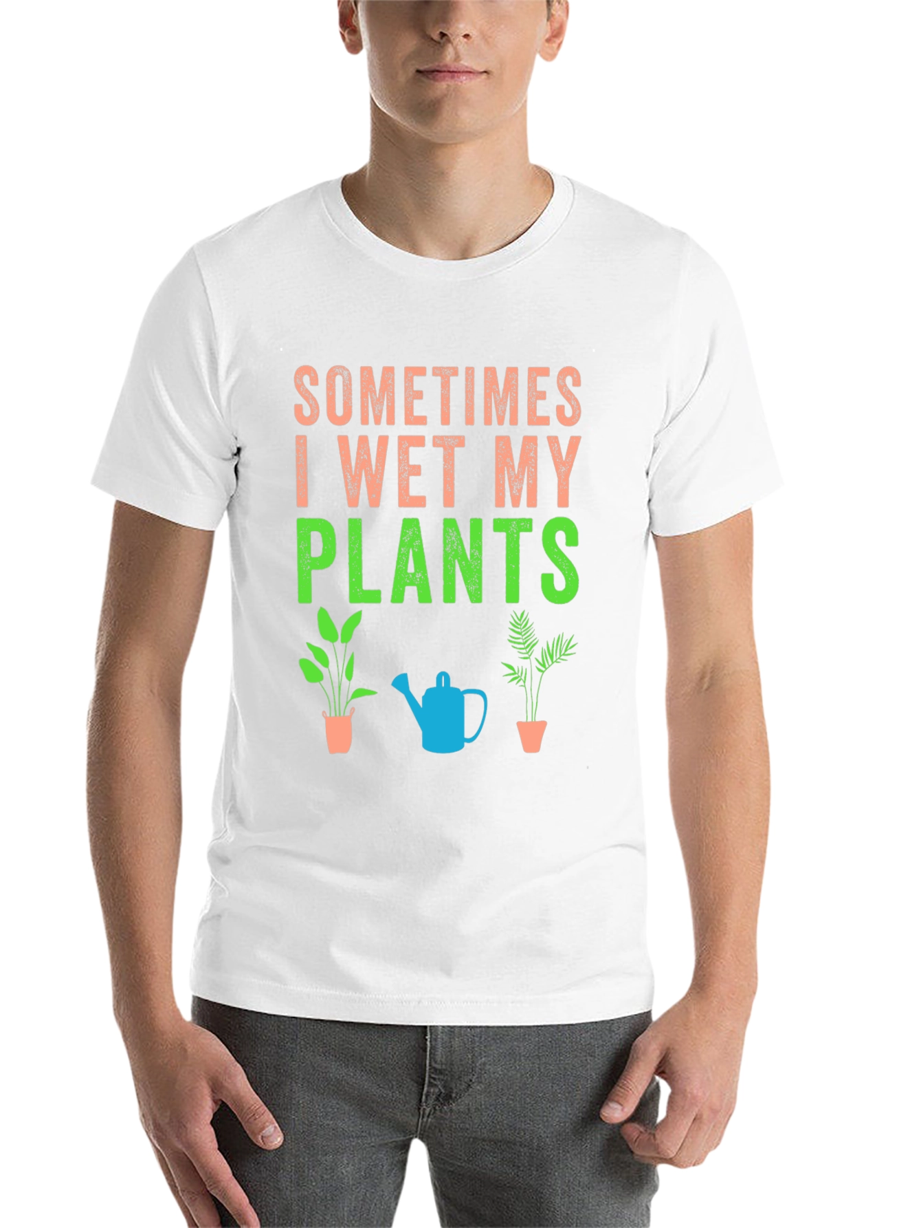 Black Funny Plant Lover T-Shirt: Sometimes I Wet My Plants view 14