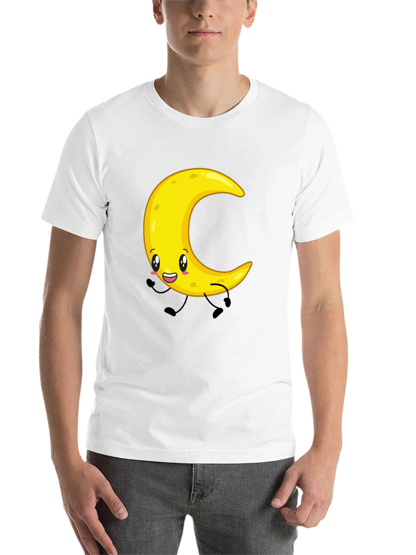 Black Crescent Moon Cartoon Graphic Tee - Black view 14