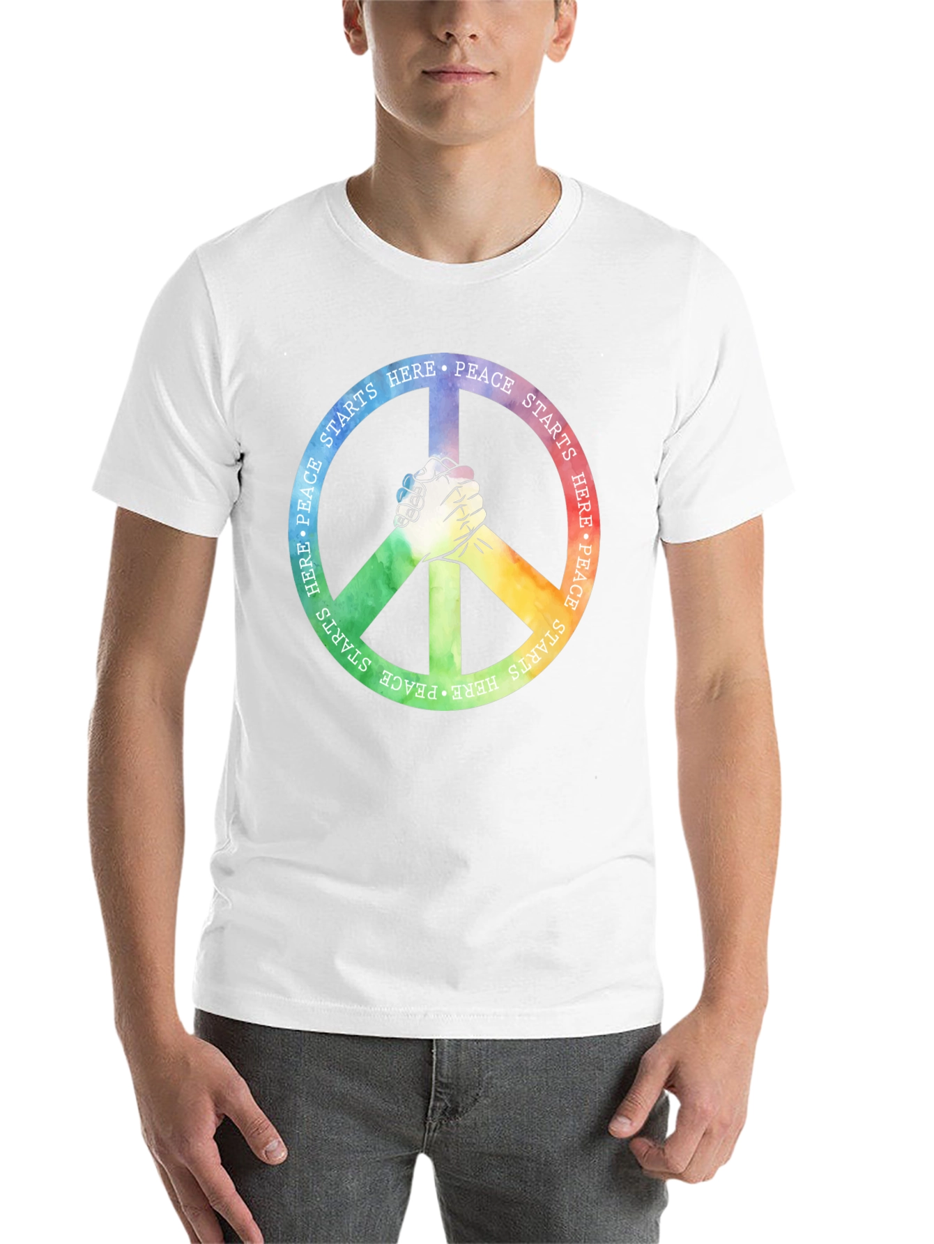 Black Peace Starts Here Graphic T-Shirt view 14
