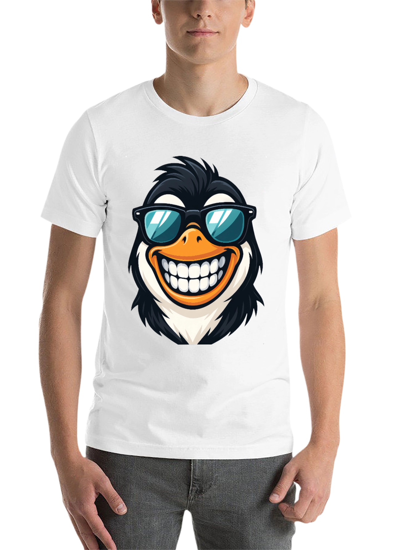 Black Cool Penguin Graphic Tee - Black Cotton T-Shirt view 14