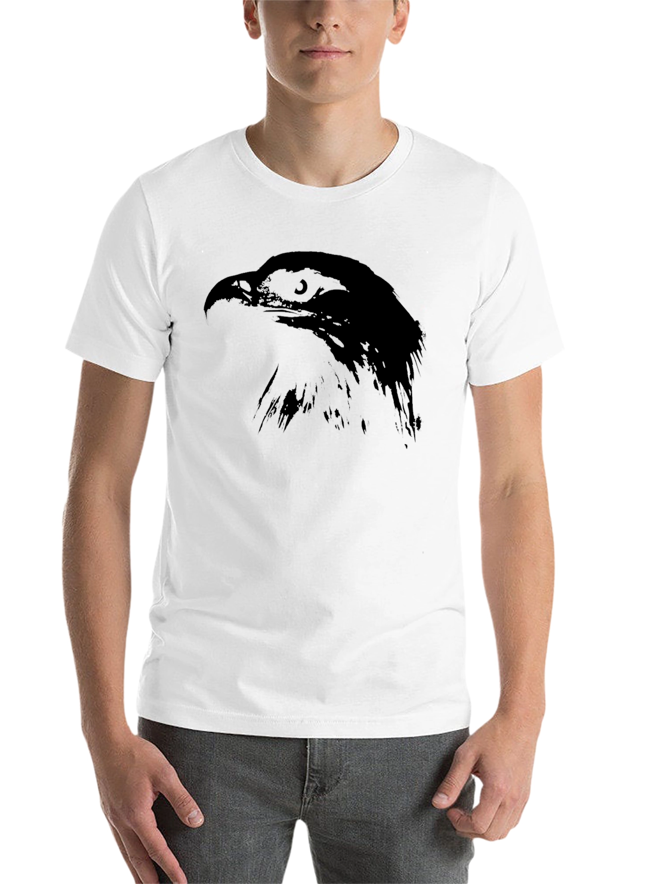 Black Black T-Shirt with Hawk Silhouette view 14