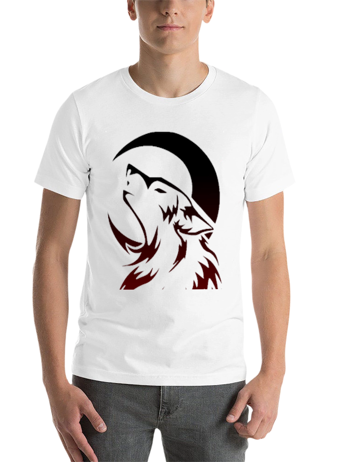 Black Wolf Moon Graphic Print Men's T-Shirt view 14