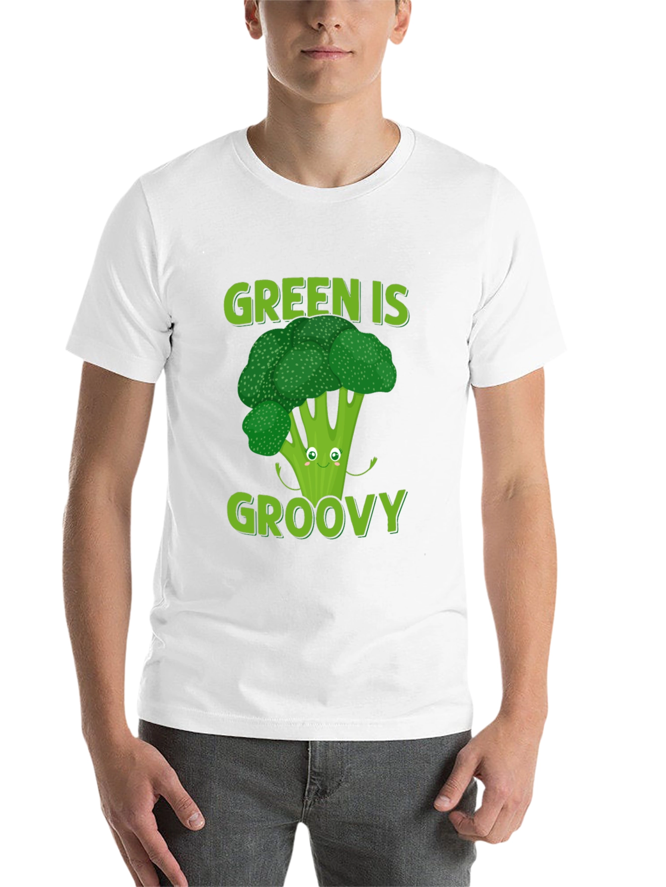 Black Green is Groovy Broccoli T-Shirt view 14