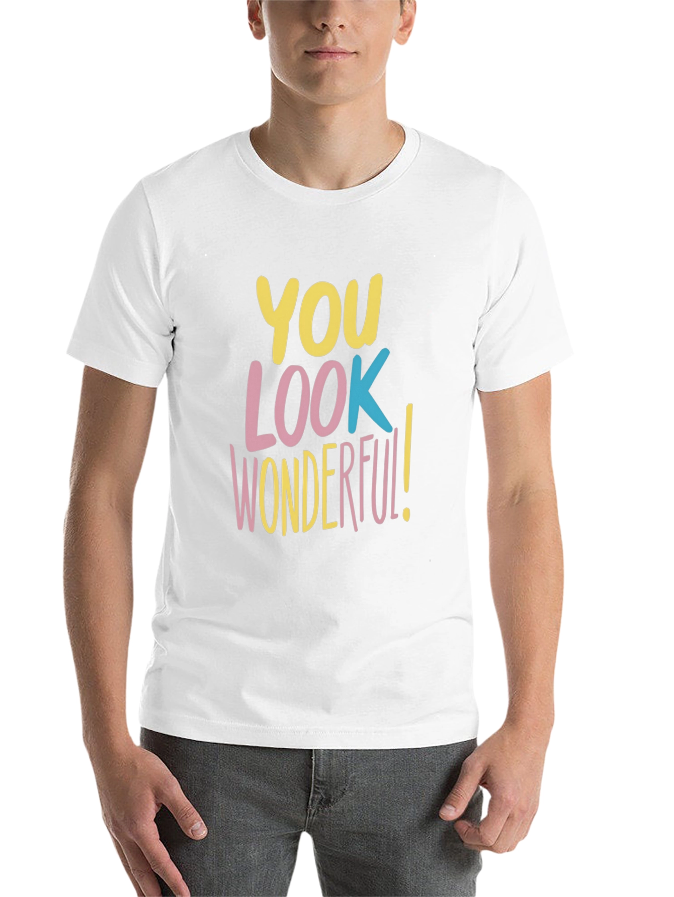 Black You Look Wonderful T-Shirt - Trendy Graphic Tee view 14