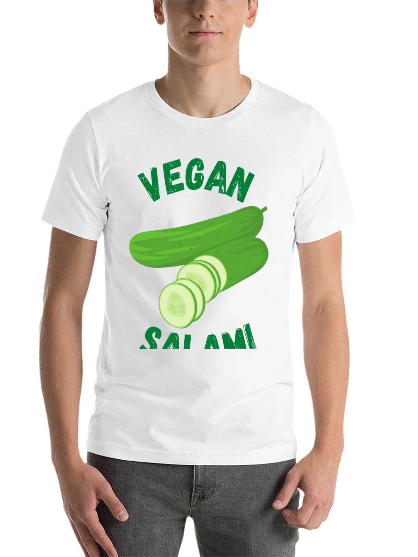 Black Vegan Salami Cucumber Graphic T-Shirt view 14