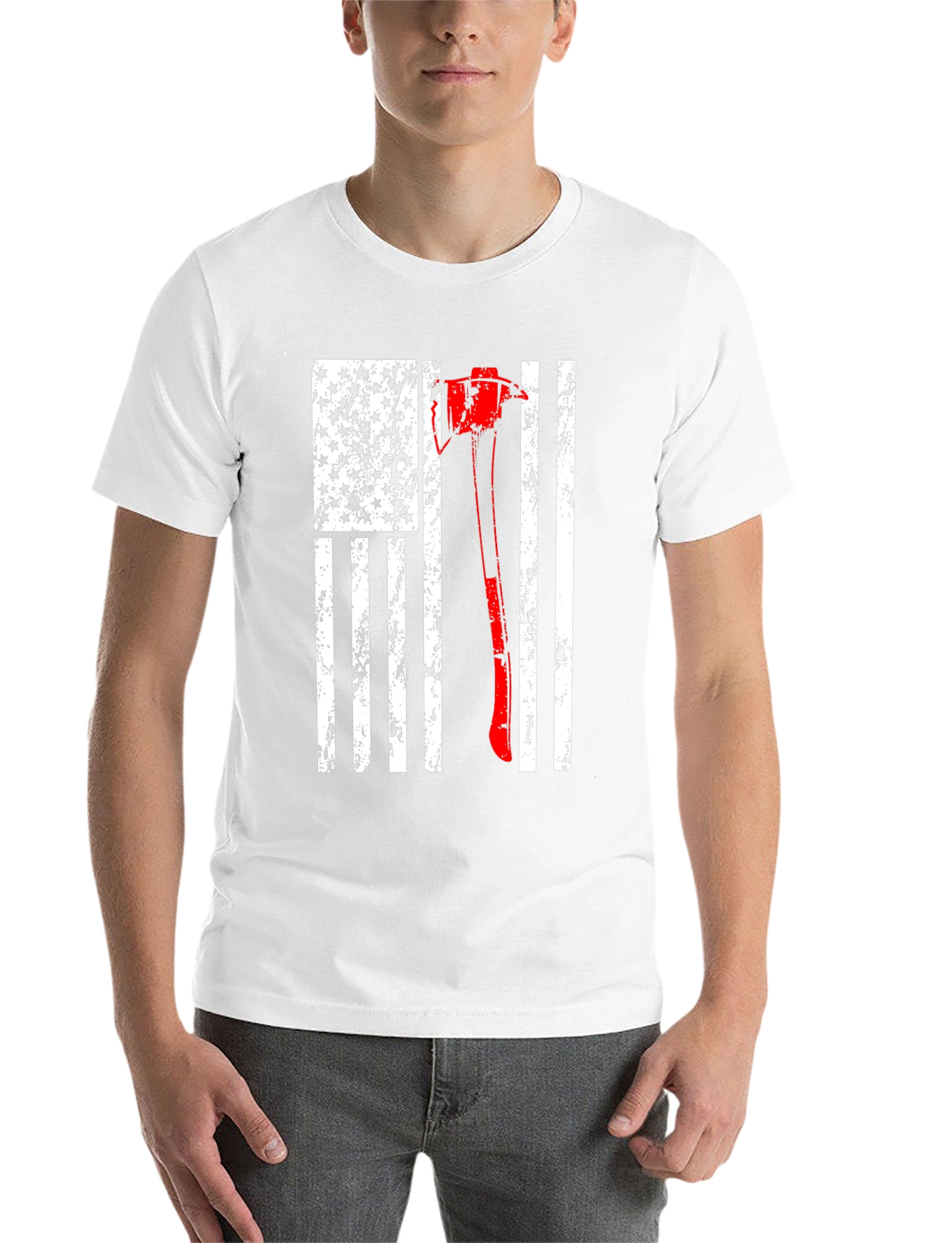 Firefighter Axe USA Flag T-Shirt - 14