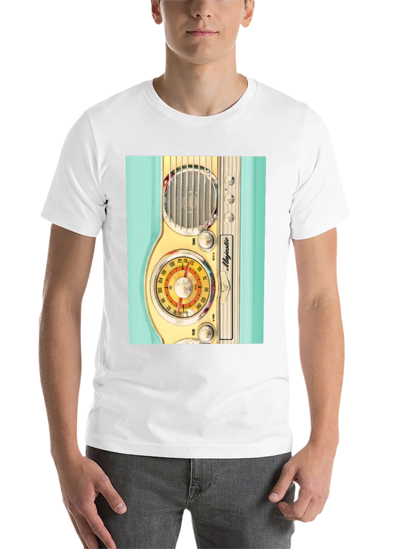 Black Retro Radio Graphic Tee - Vintage Majestic Radio Design view 14