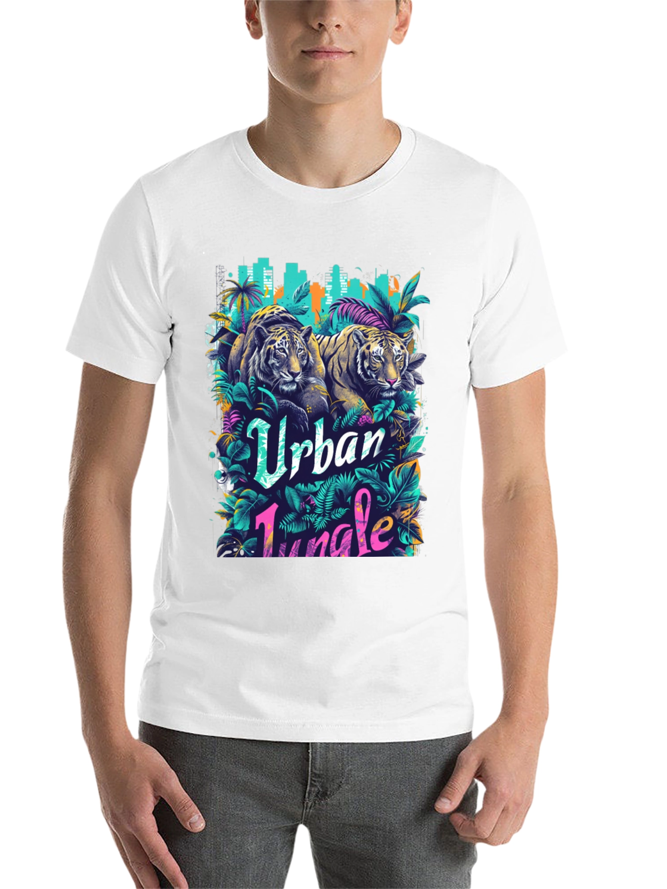 Black Urban Jungle Tiger Graphic T-Shirt view 14