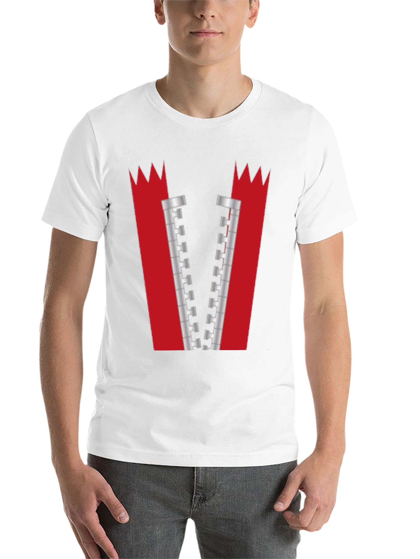 Black Novelty Zipper Graphic T-Shirt - Bold Black Tee view 14