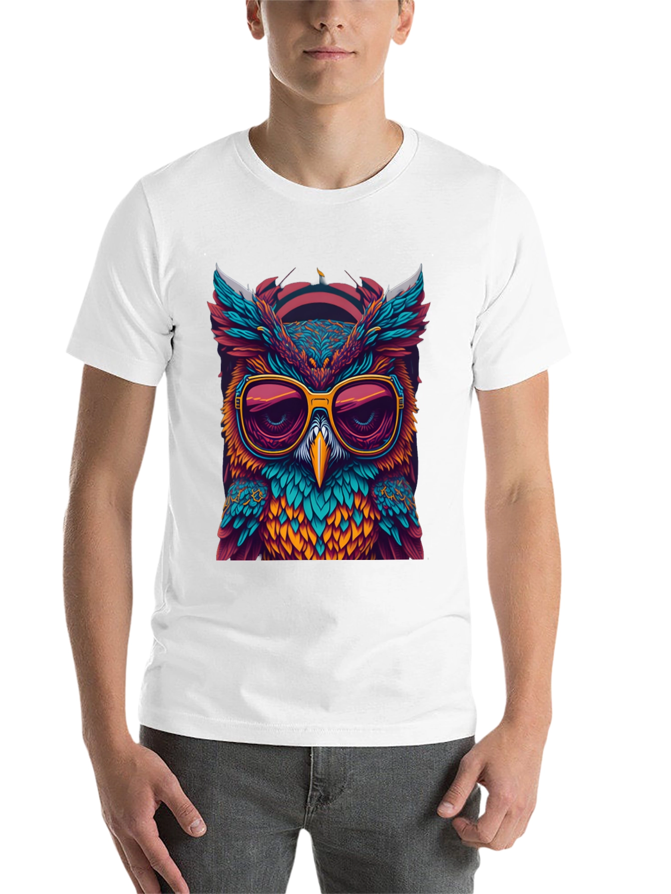 Black Cool Owl Graphic Tee - Unique Design view 14