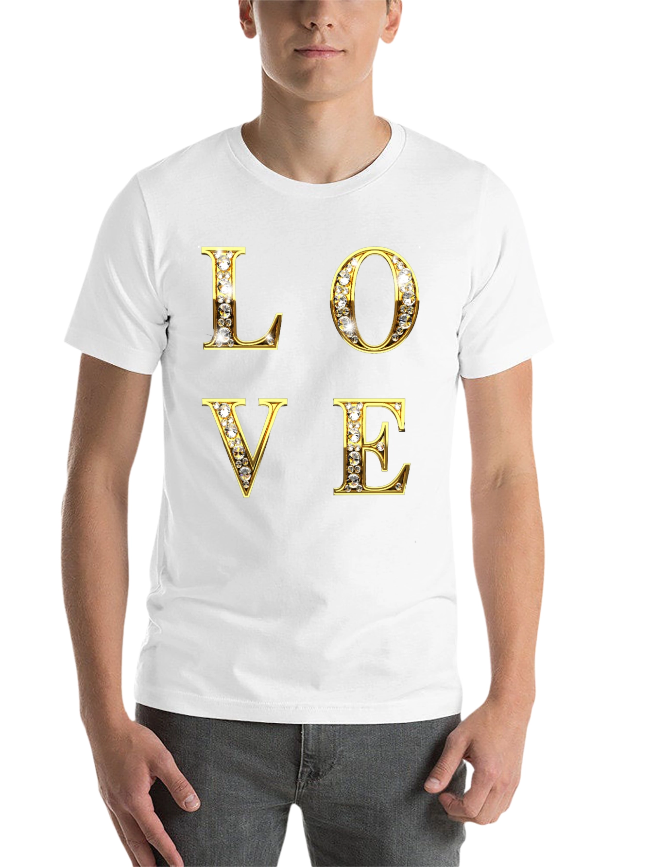 Black LOVE Diamond Letter Graphic Tee - Stylish & Eye-catching view 14