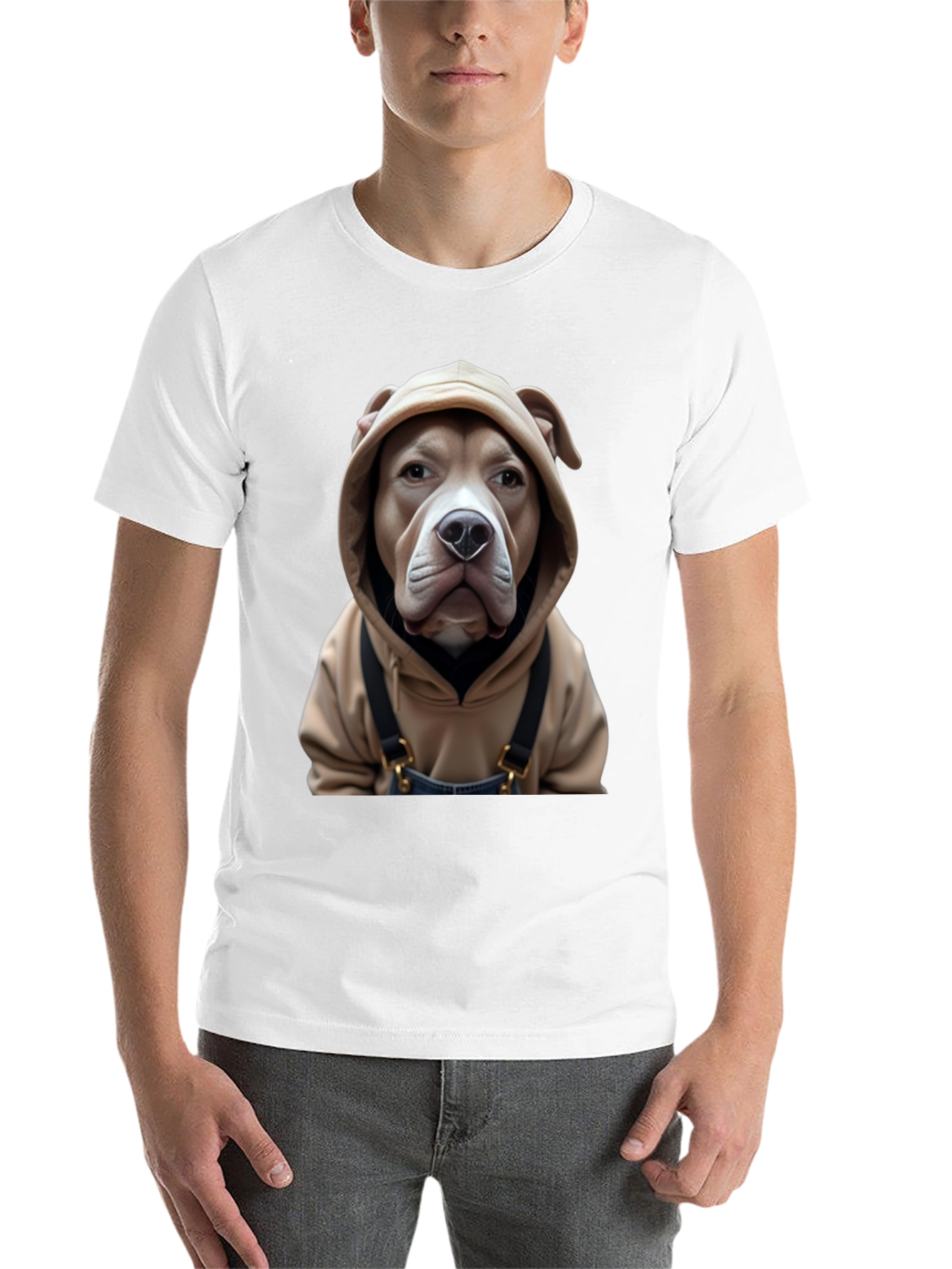 Black Dog in Hoodie T-Shirt - Novelty Graphic Tee view 14