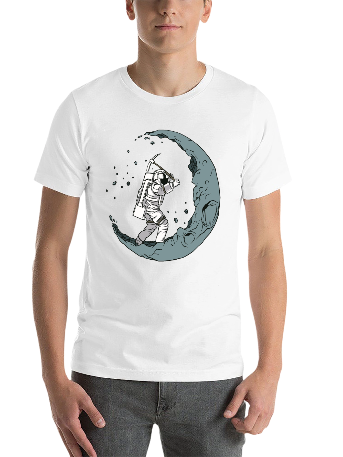 Black Astronaut Moon Mining Black T-Shirt view 14