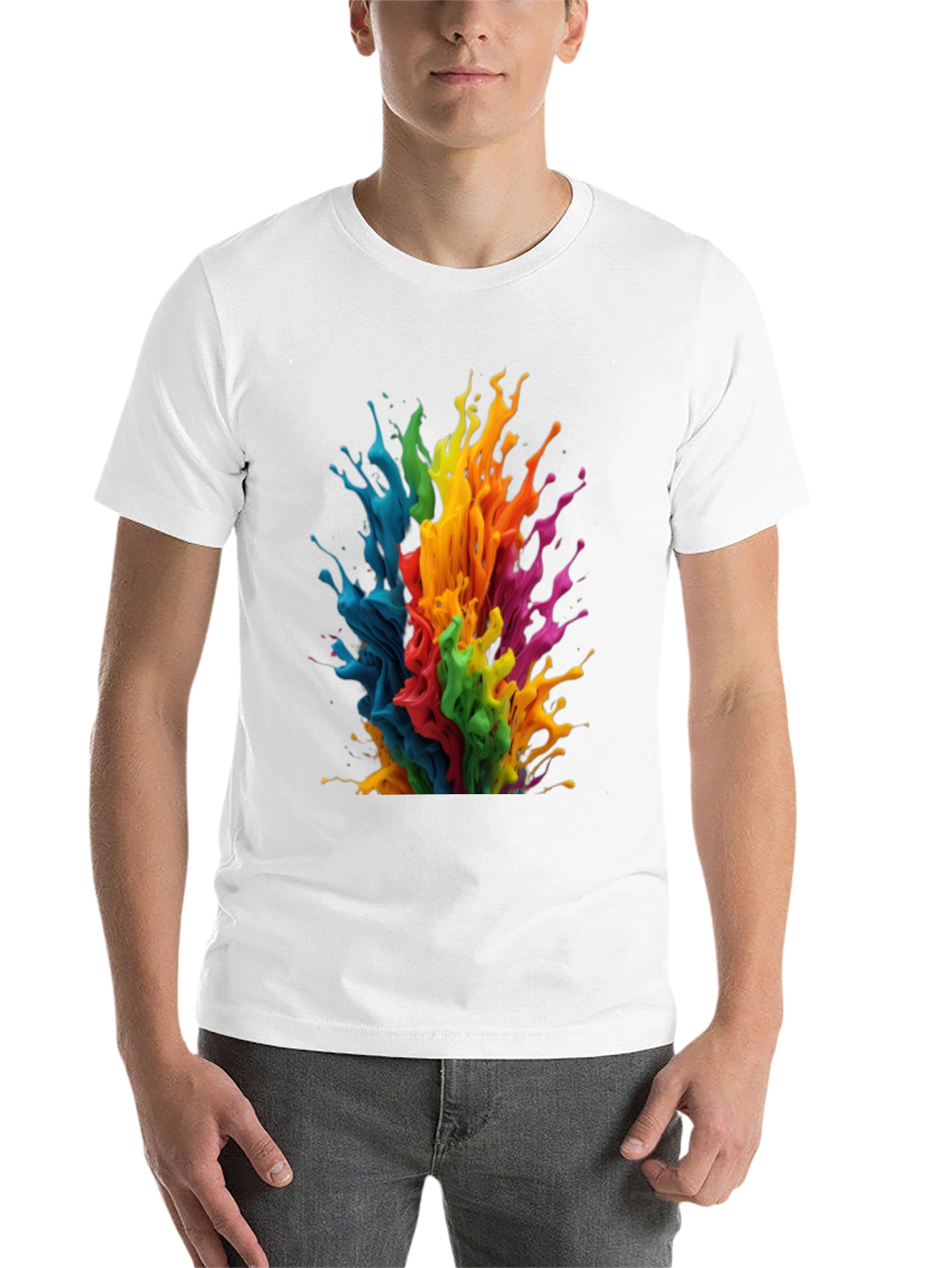 Black Rainbow Paint Splatter Graphic T-Shirt view 14
