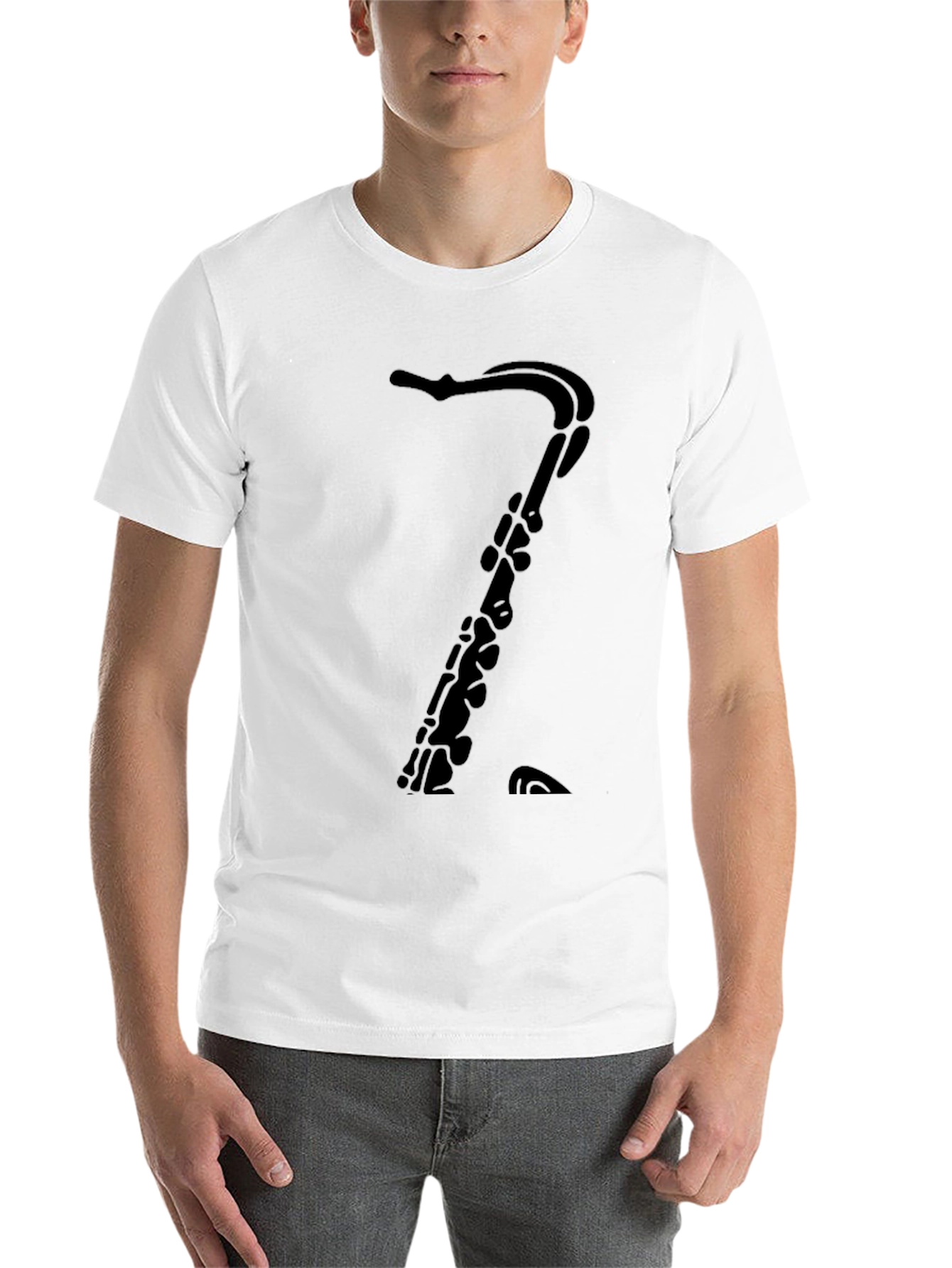 Black Saxophone Silhouette Graphic T-Shirt - Black view 14