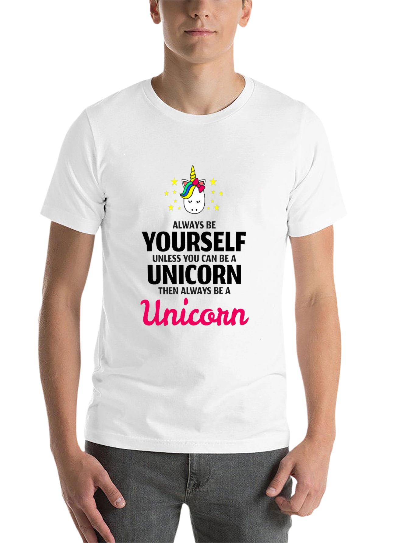 Black Unicorn Graphic Tee - Always Be Yourself T-Shirt view 14