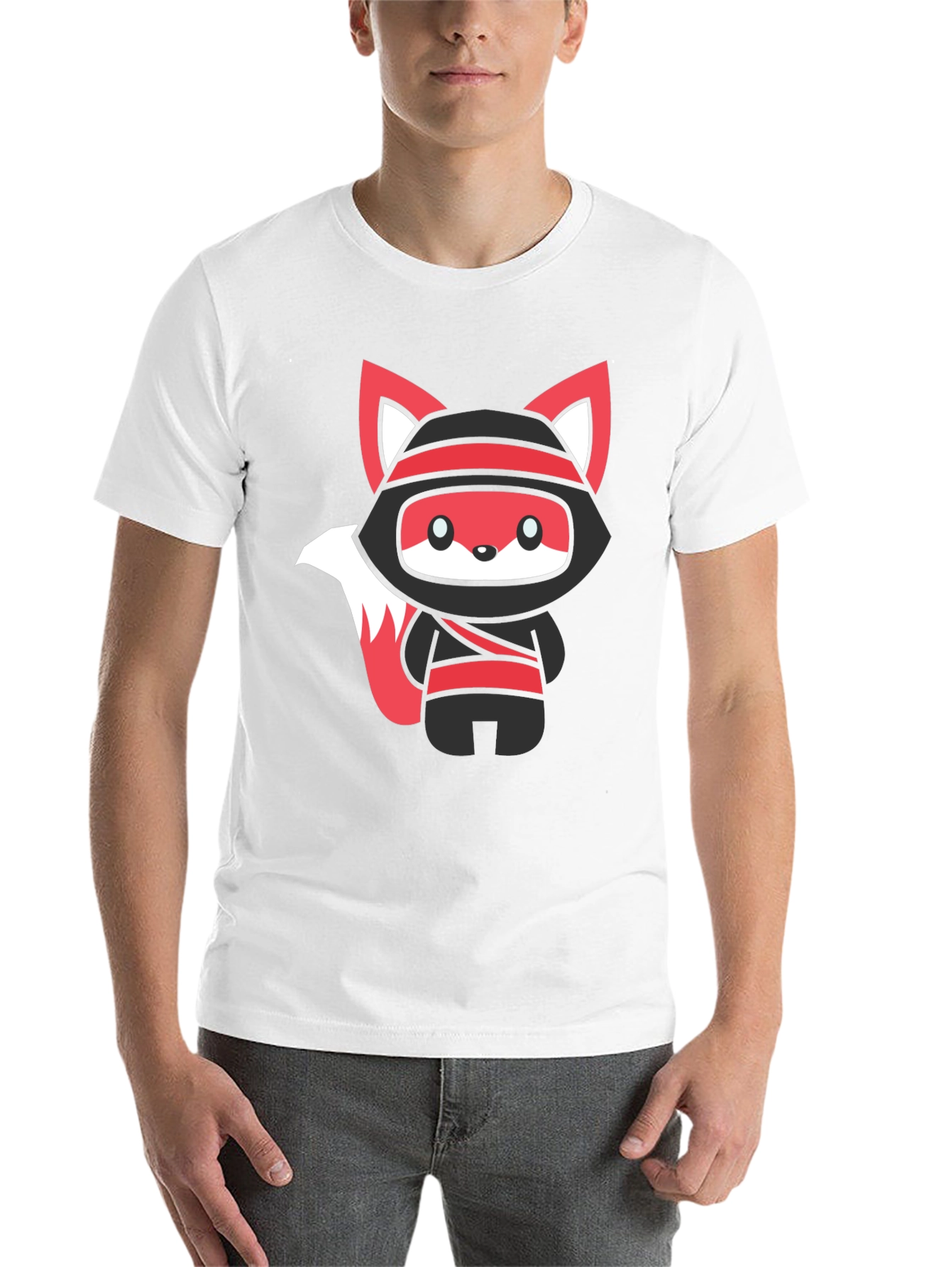 Black Ninja Fox Graphic Black T-Shirt view 14