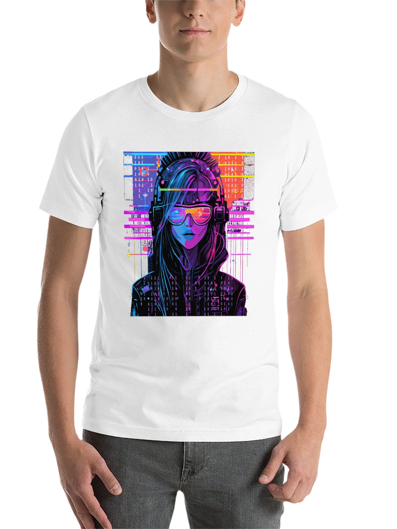 Cyberpunk Girl T-Shirt - Binary Code Design - 14