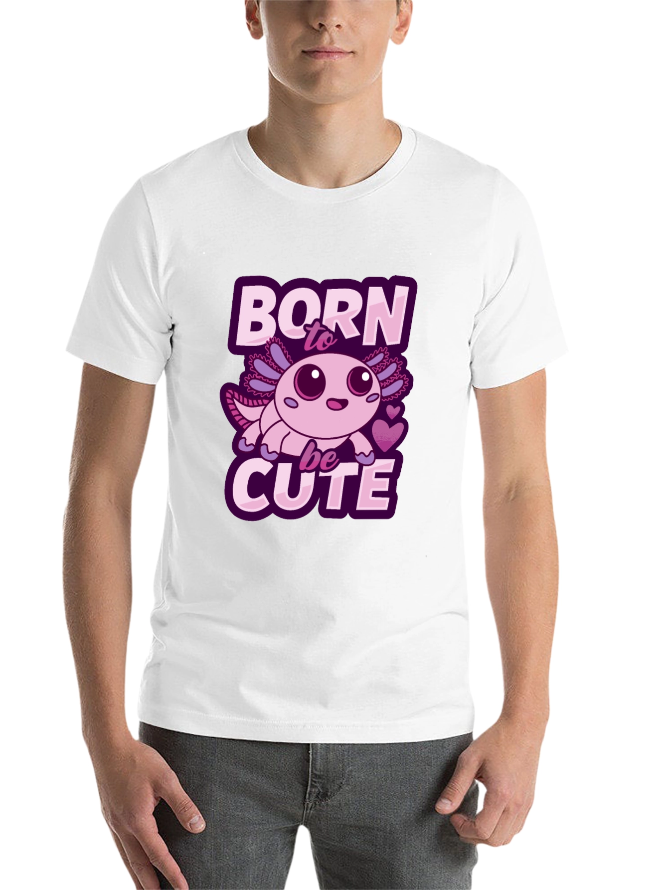 Black Born To Be Cute Axolotl T-Shirt view 14