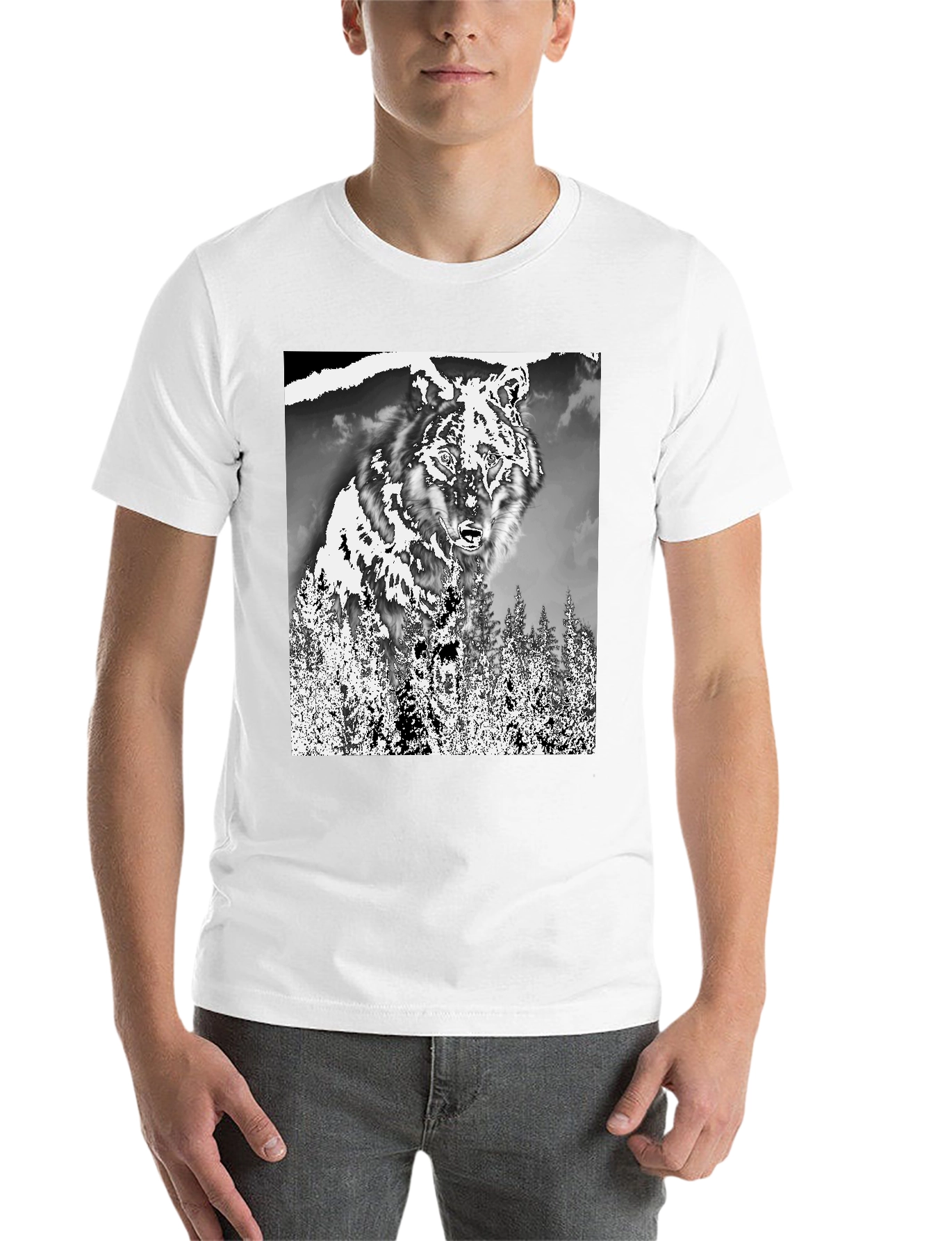 Black Wolf in the Woods Graphic Tee - Black view 14