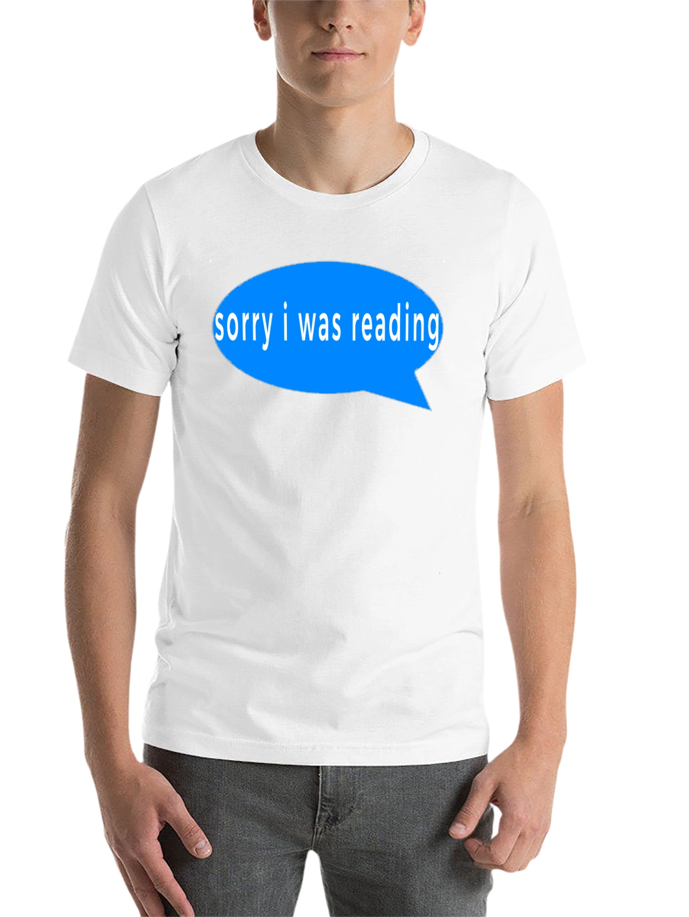Black Reading T-Shirt - Sorry I Was Reading Blue Speech Bubble view 14