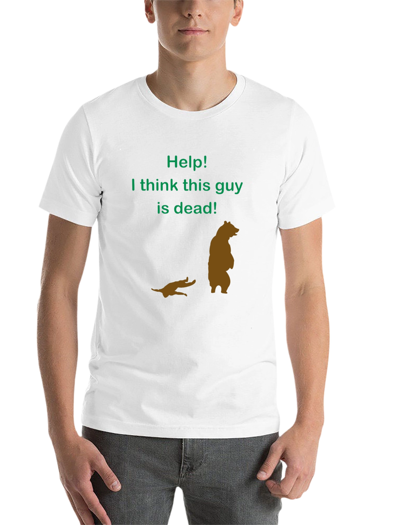 Black Help! Funny Bear T-Shirt view 14