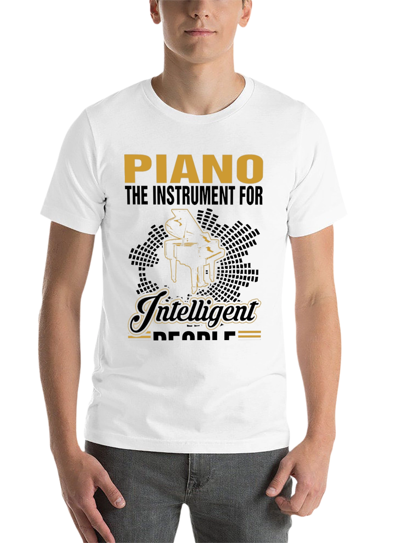 Black Piano Intelligent People Graphic T-Shirt view 14