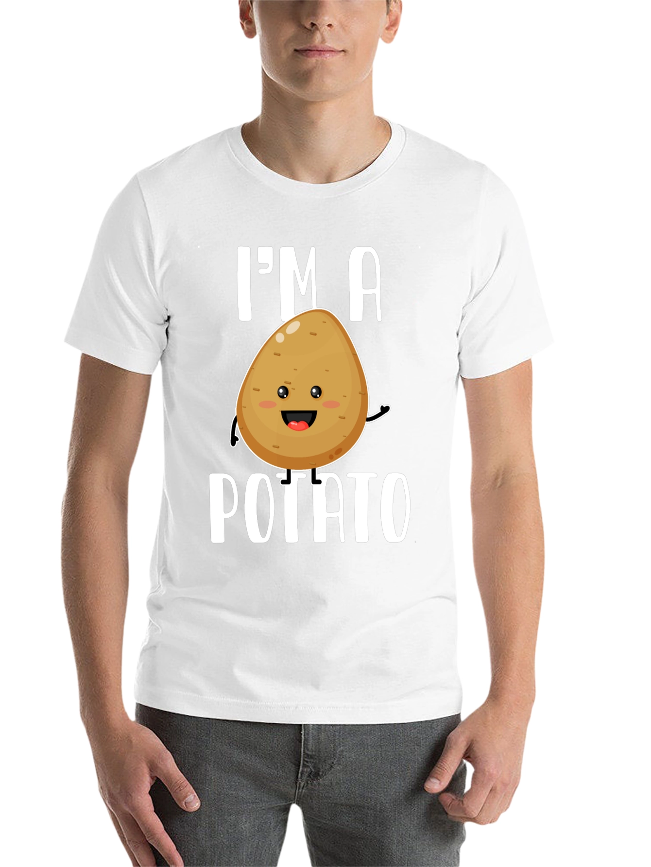 Black I'm a Potato Funny Graphic Tee Shirt view 14