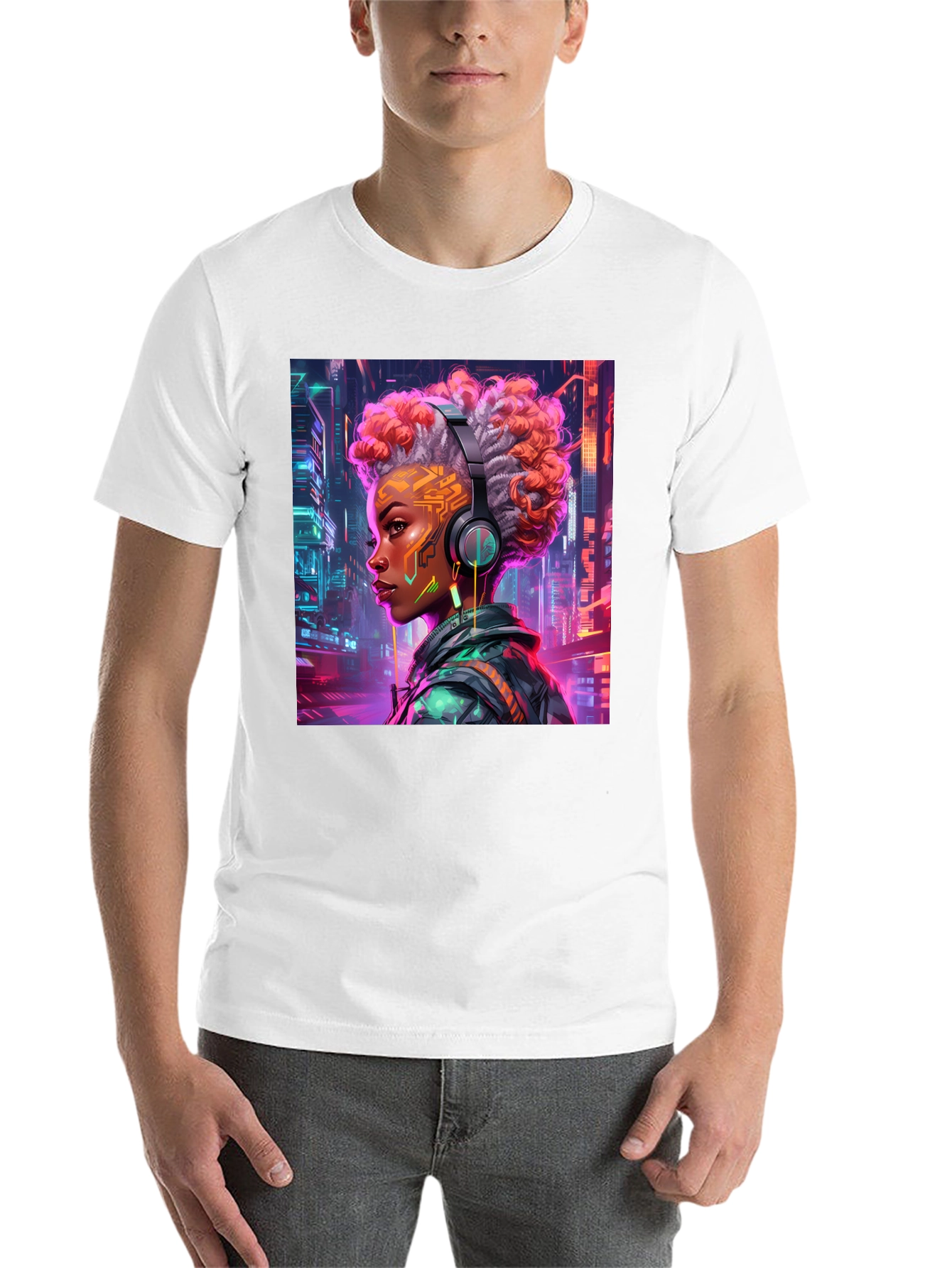 Black Cyberpunk Girl Graphic Tee - Futuristic Style view 14