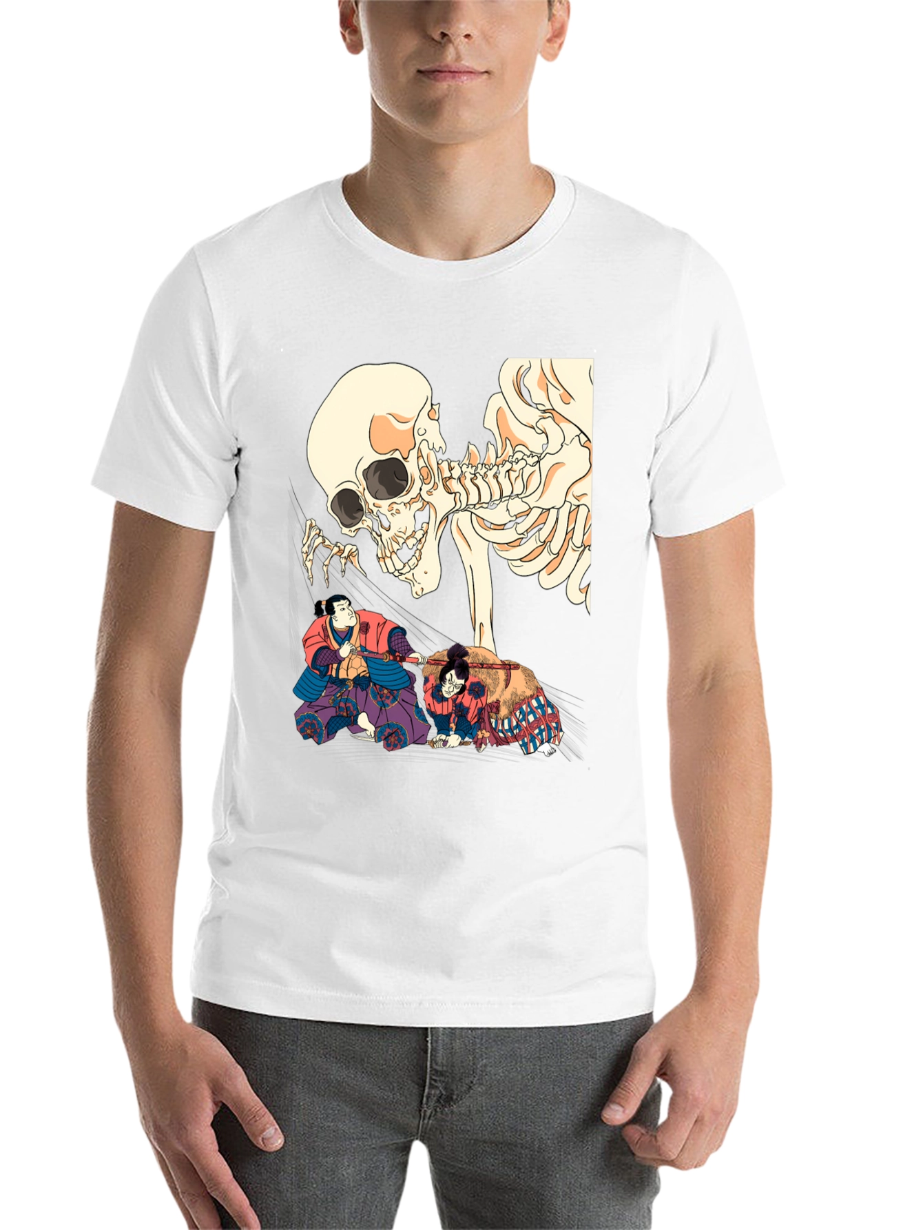 Black Skull & Sumo Wrestler Graphic T-Shirt view 14